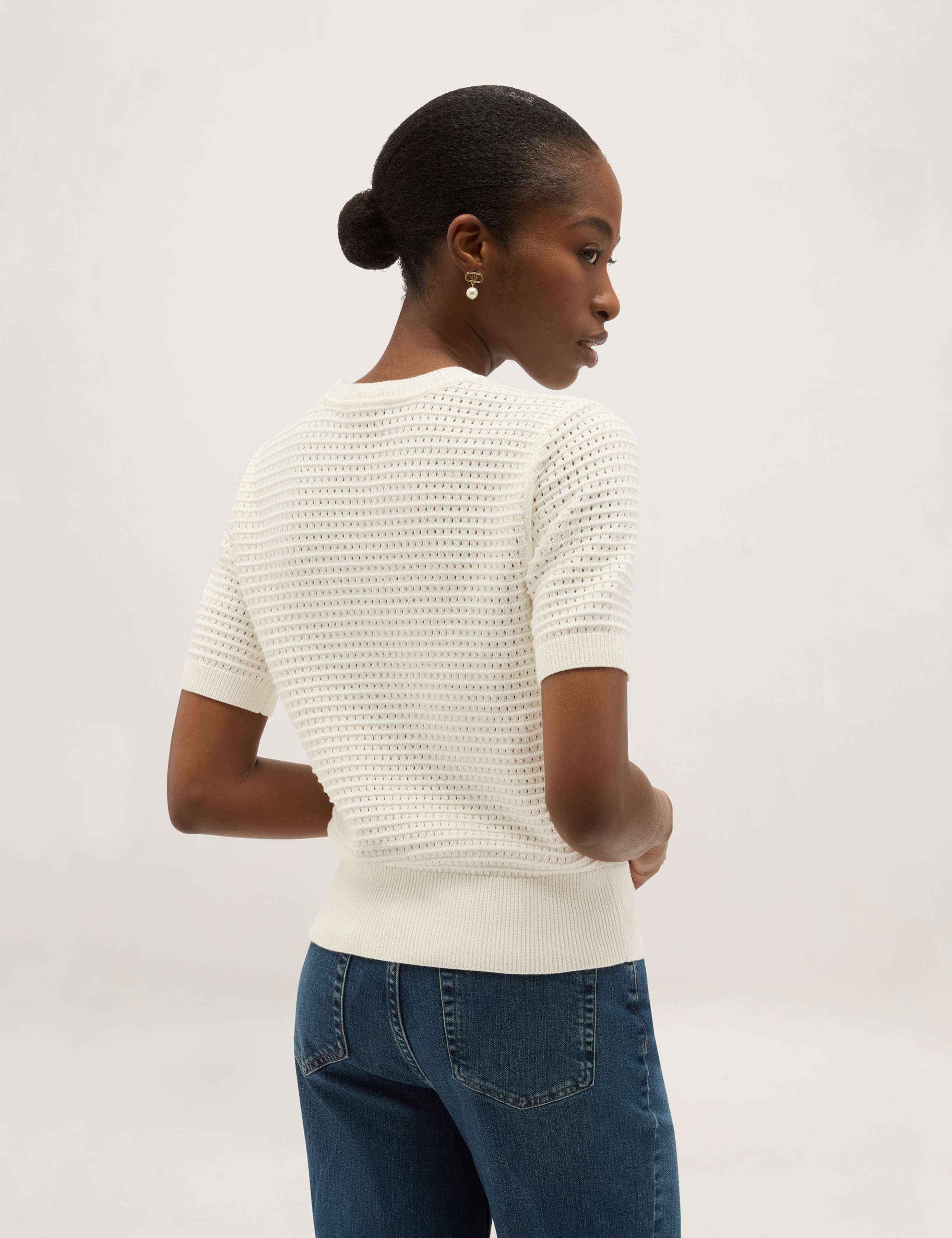 Pure Cotton Textured Crew Neck Jumper 5 of 5