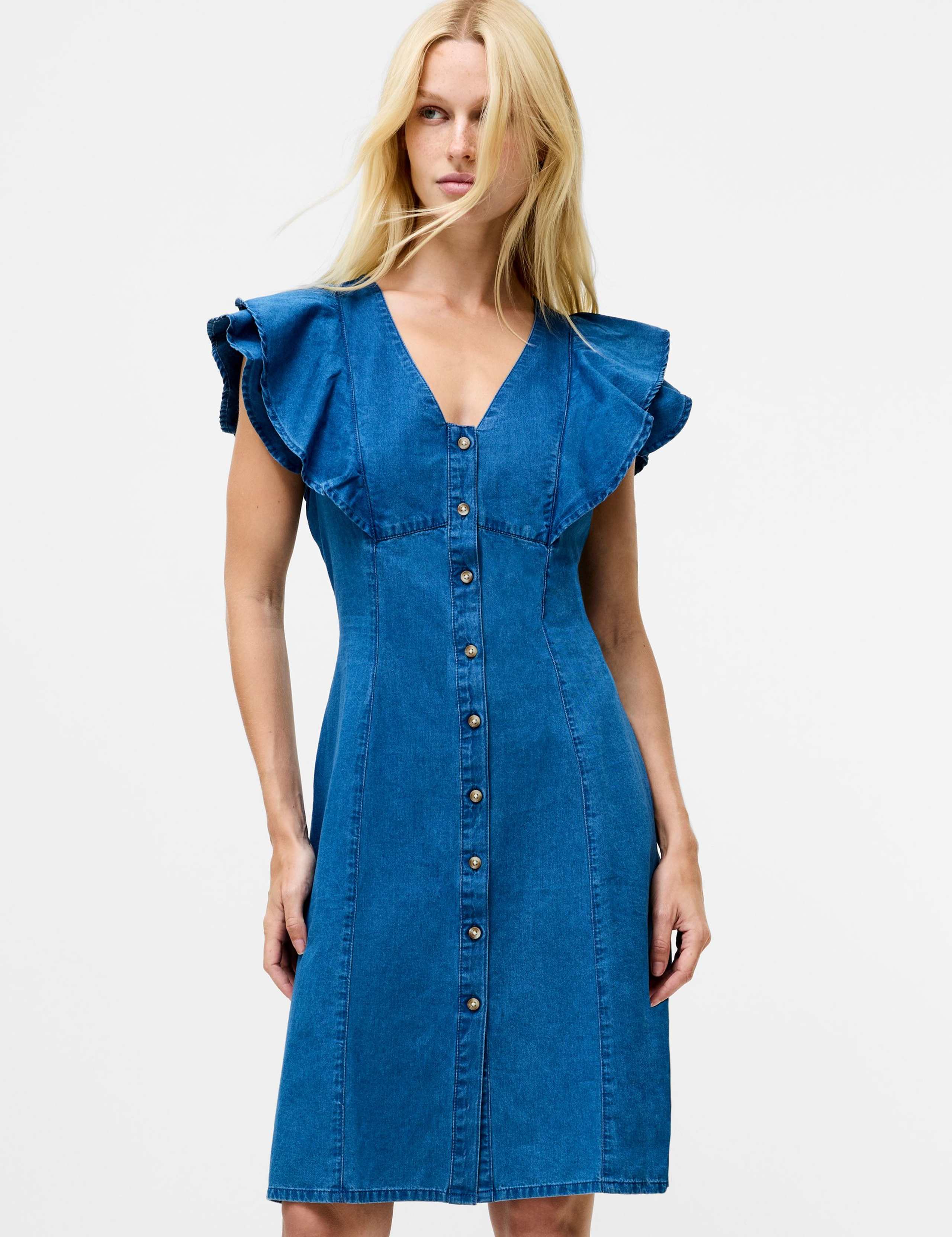 Pure Cotton V-Neck Knee Length Tea Dress 3 of 3