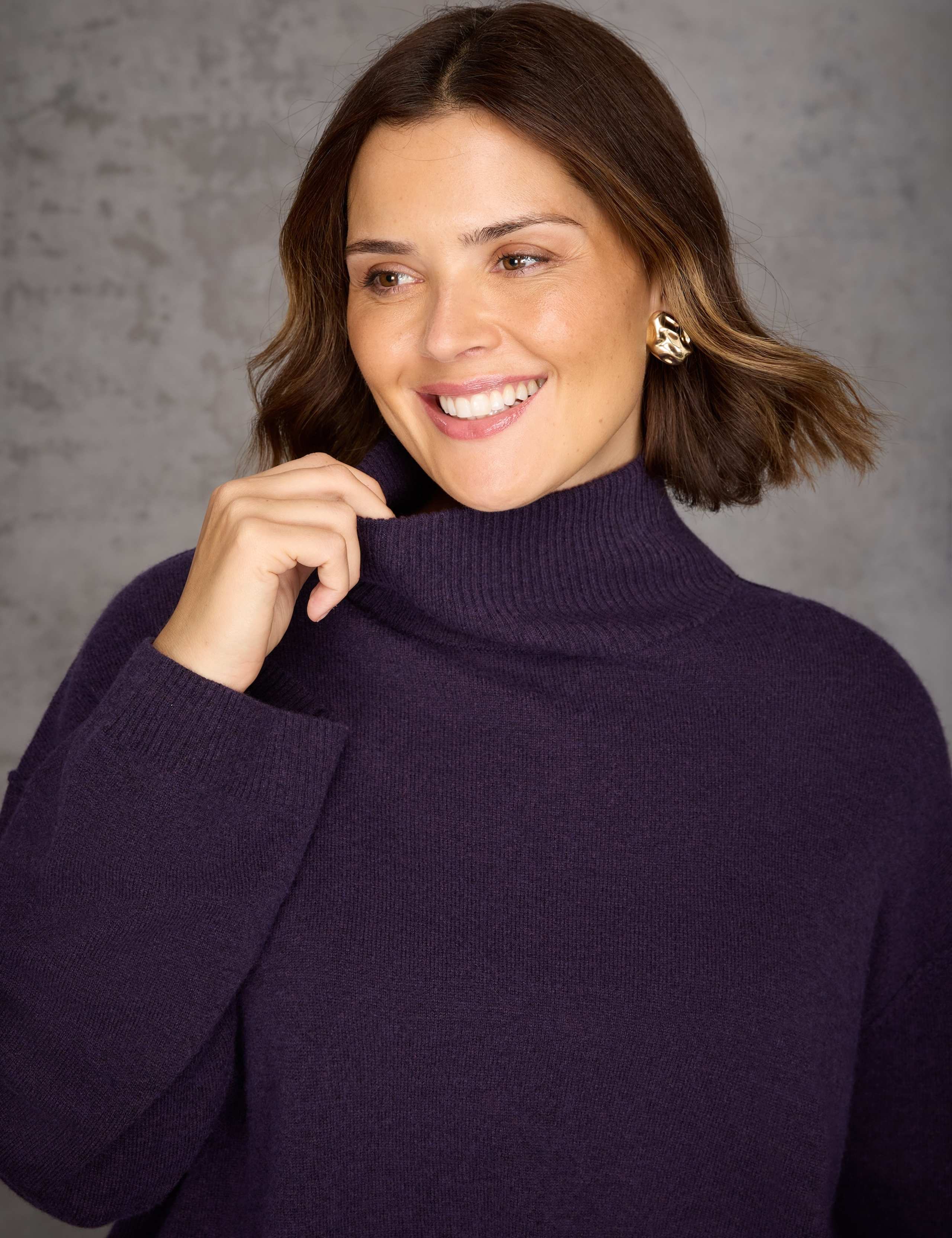 Wool Blend Roll Neck Wide Sleeve Jumper with Cashmere 4 of 7