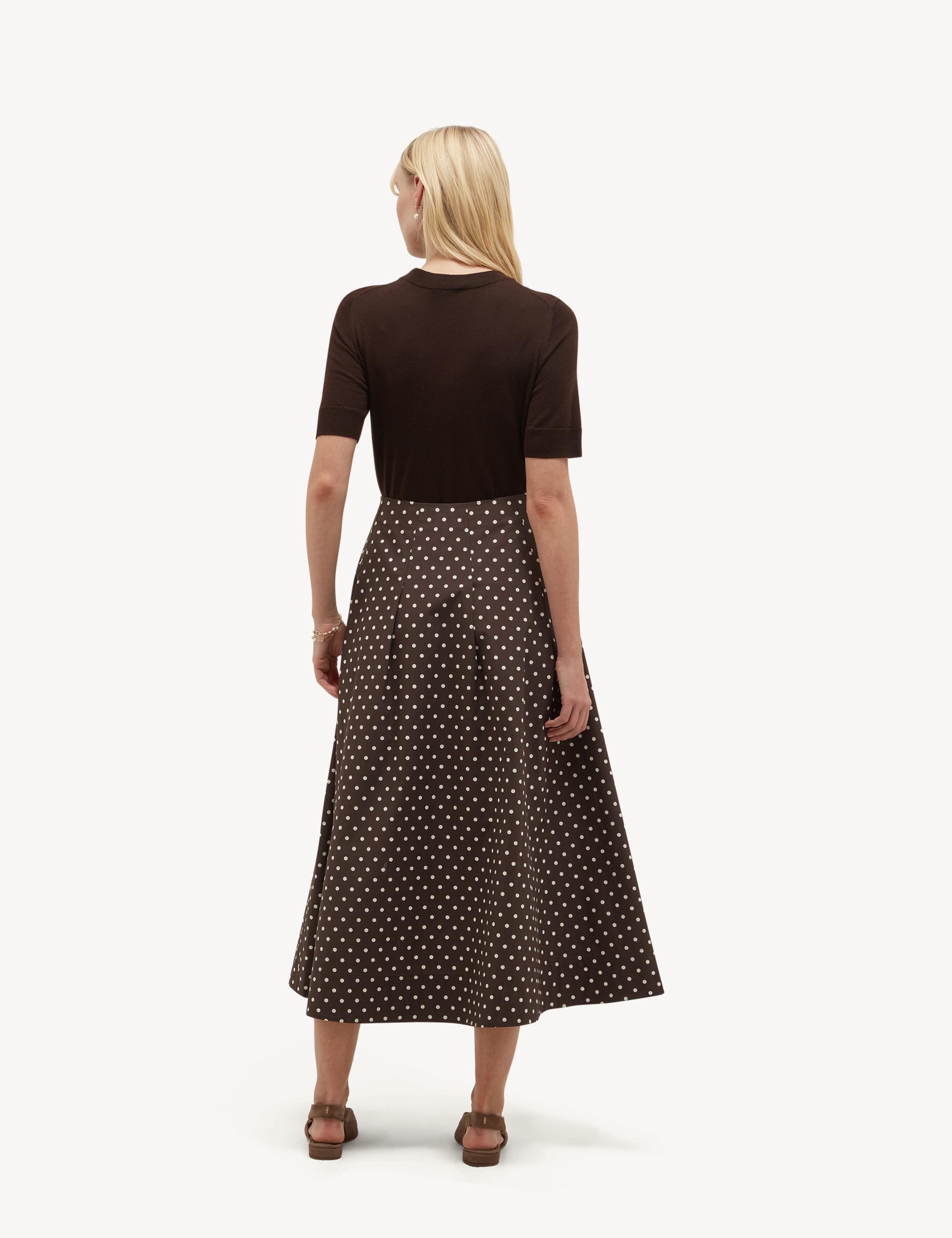 Pure Cotton Polka Dot Midi A-Line Skirt 4 of 5