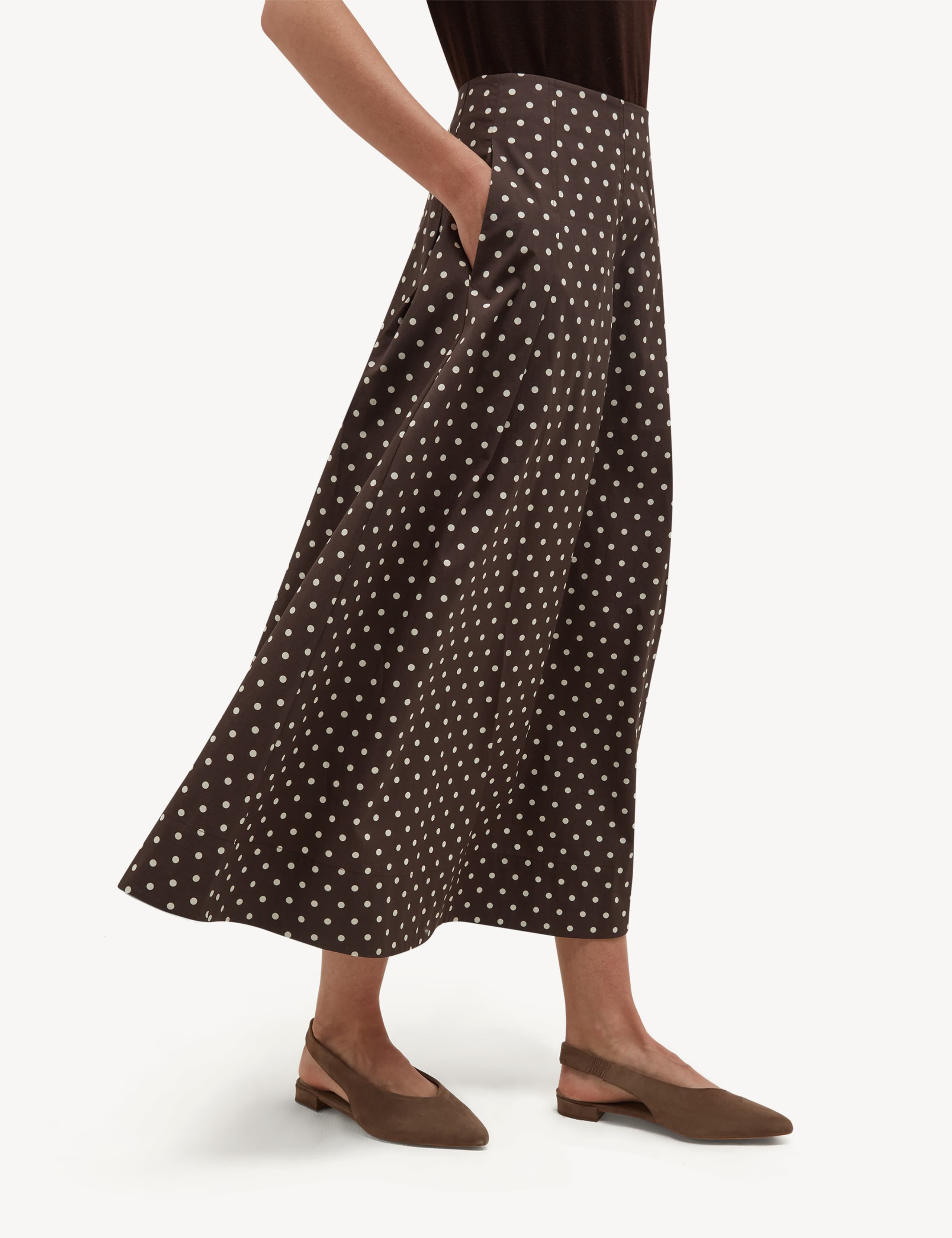 Pure Cotton Polka Dot Midi A-Line Skirt 5 of 5