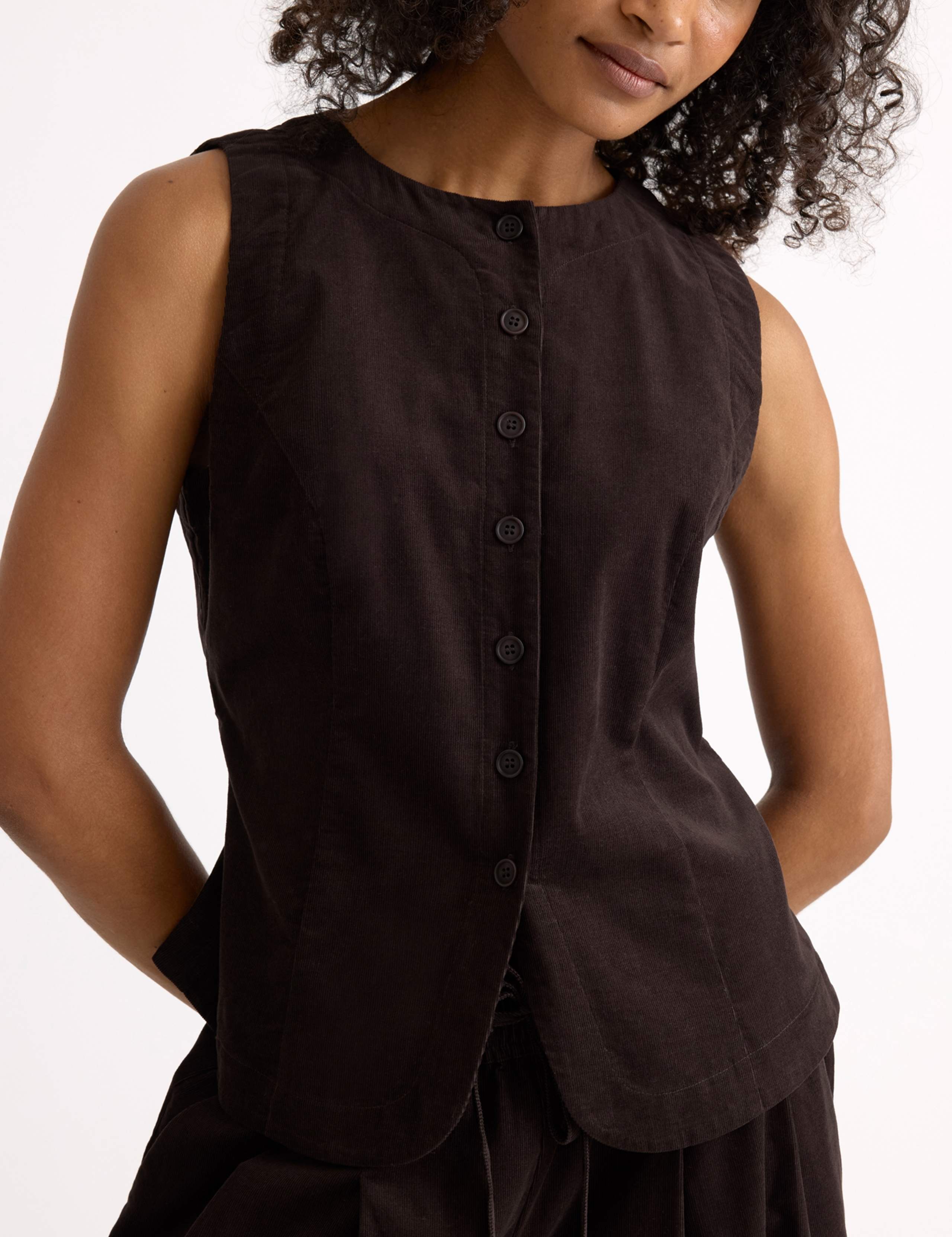 Pure Cotton Cord Button Through Waistcoat 4 of 6