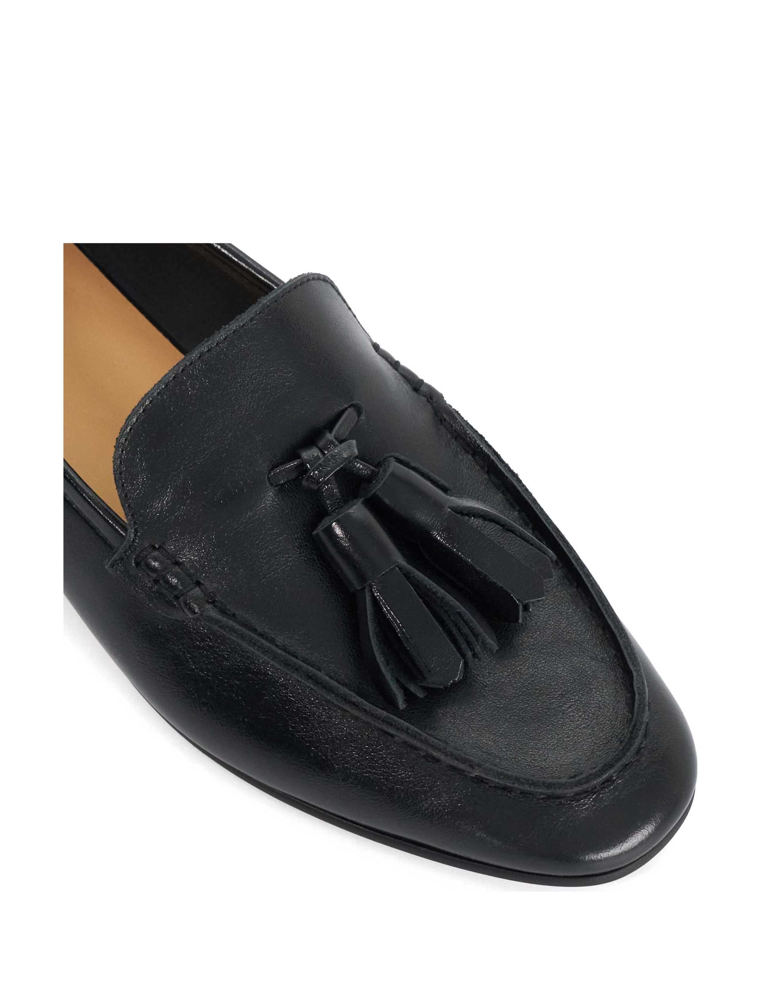 Leather Tassel Block Heel Chisel Toe Loafers 5 of 5