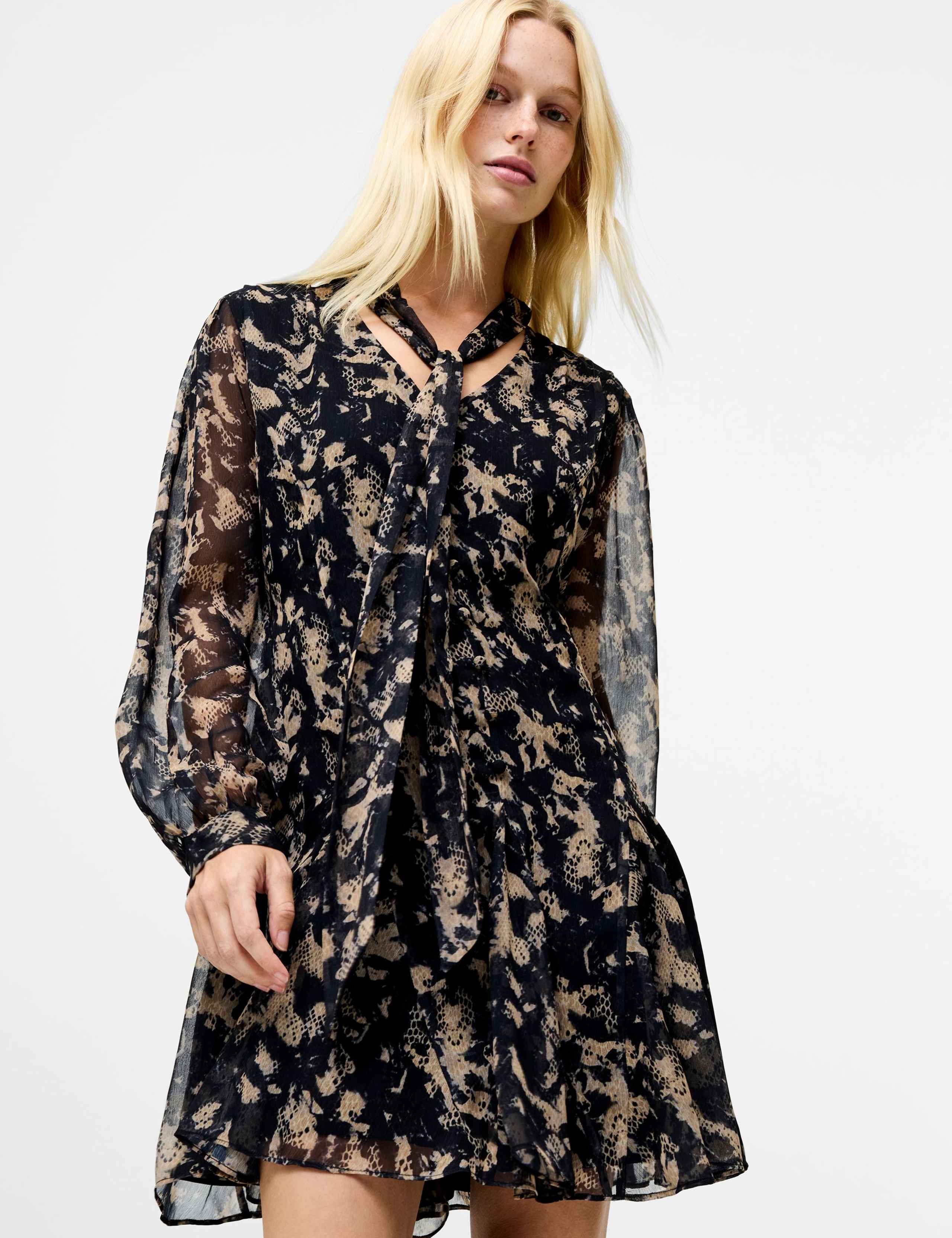 Chiffon Snake Print Mini Tea Dress 3 of 3