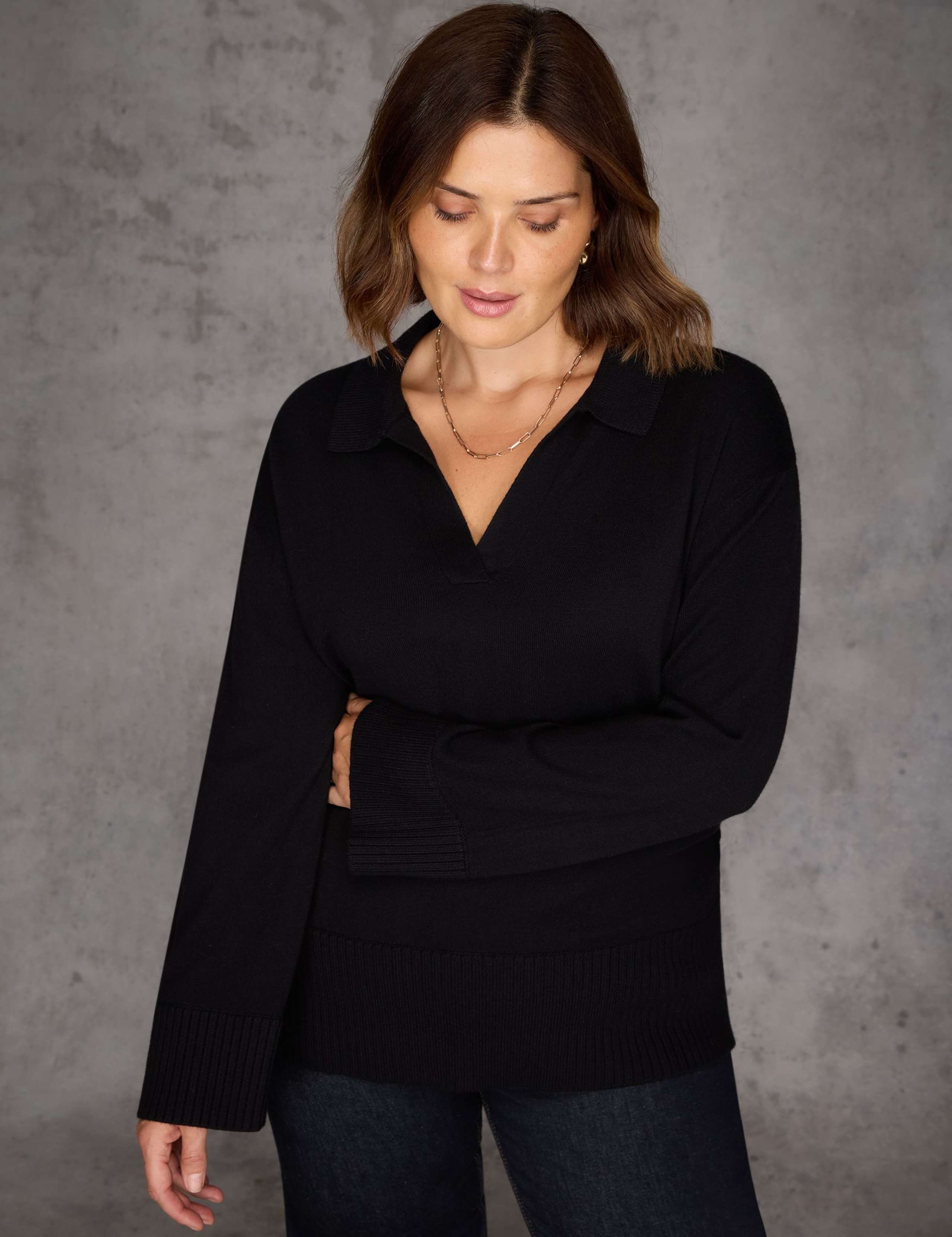Polo Neck Longline Jumper with Cashmere 2 of 4