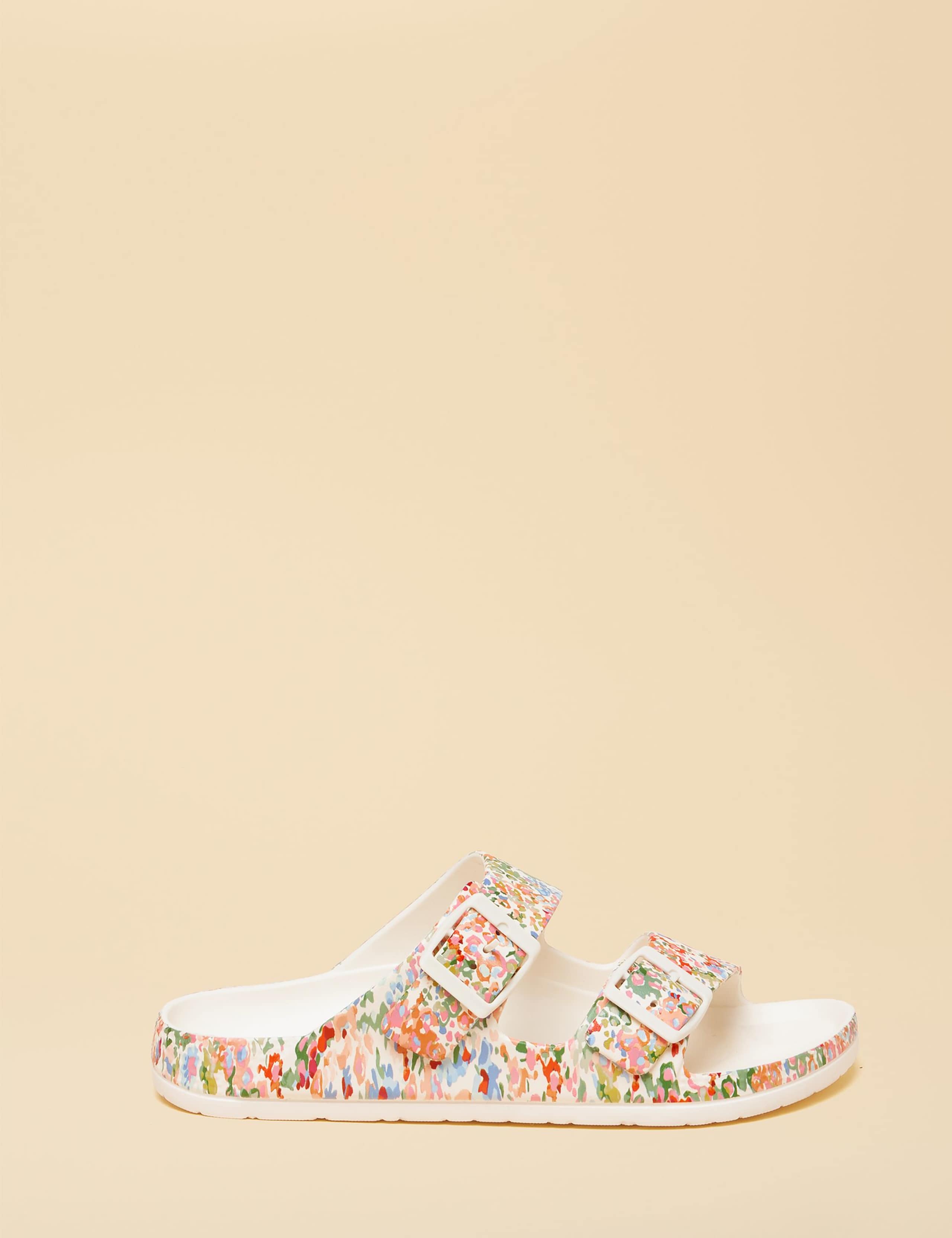 Floral Double Strap Buckle Sliders 1 of 6
