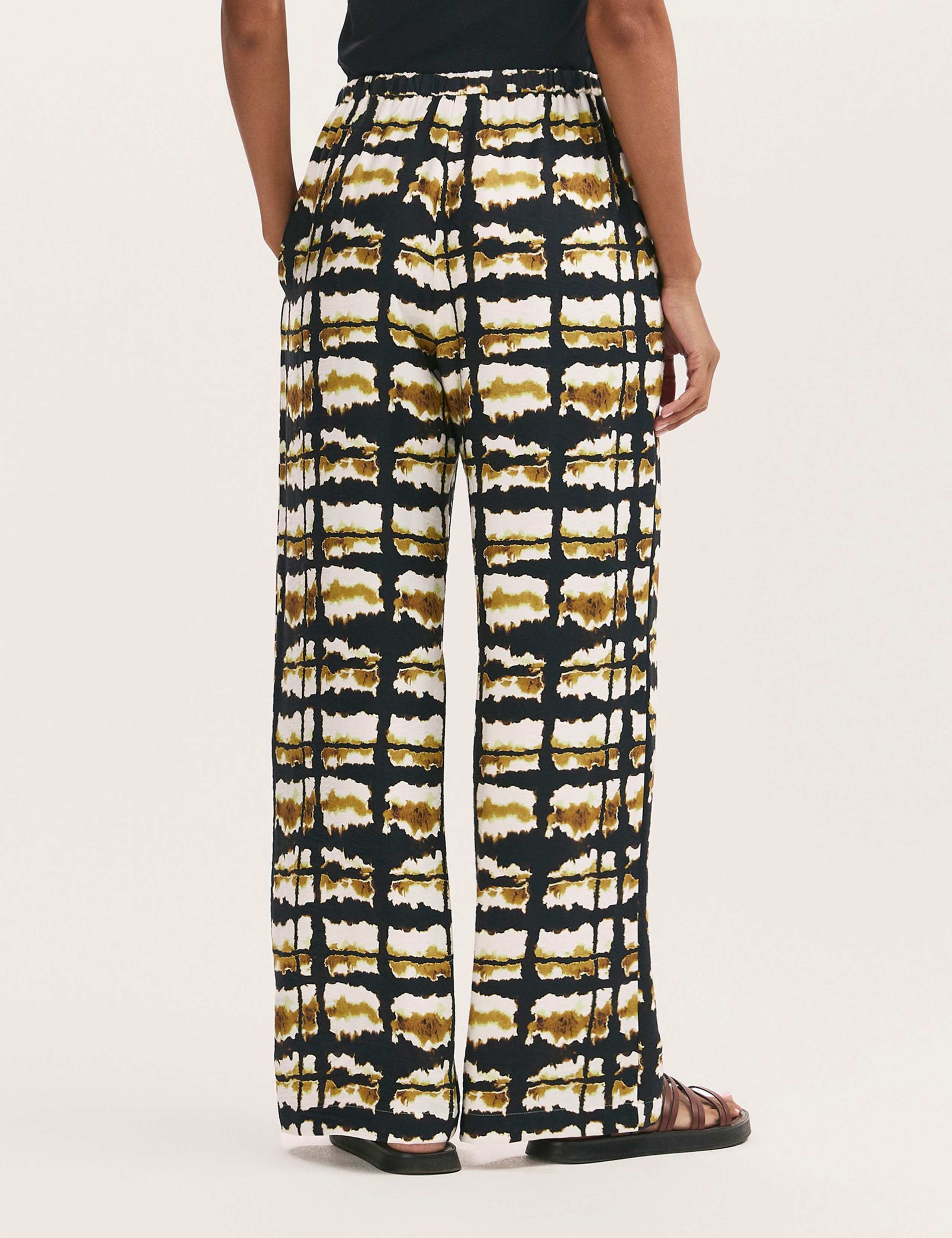 Printed Elasticated Waist Wide Leg Trousers 2 of 3