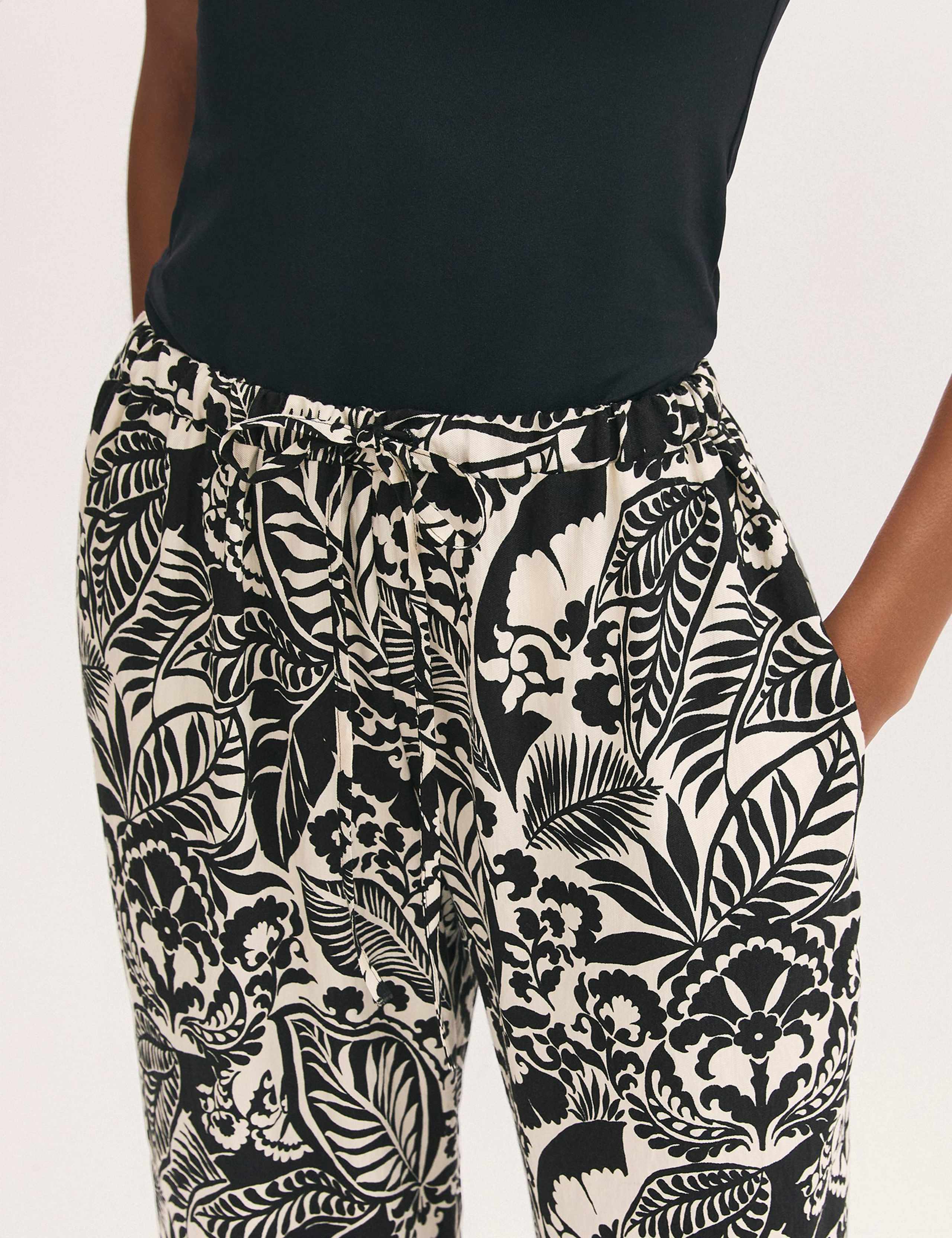 Printed Elasticated Waist Wide Leg Trousers 3 of 3