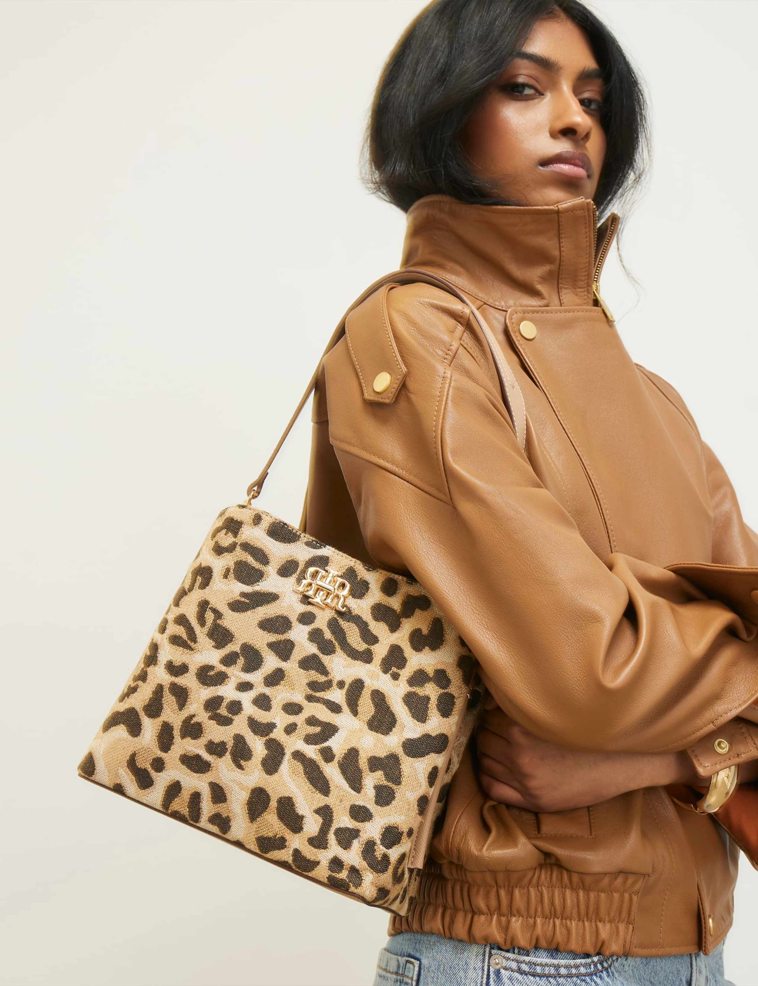 Animal Print Top Handle Bucket Bag 1 of 5