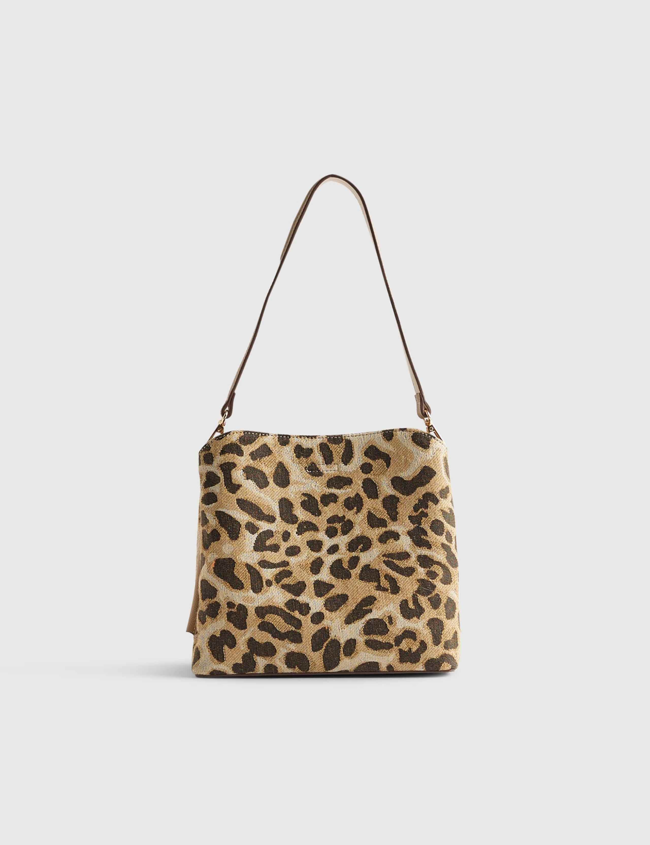 Animal Print Top Handle Bucket Bag 4 of 5