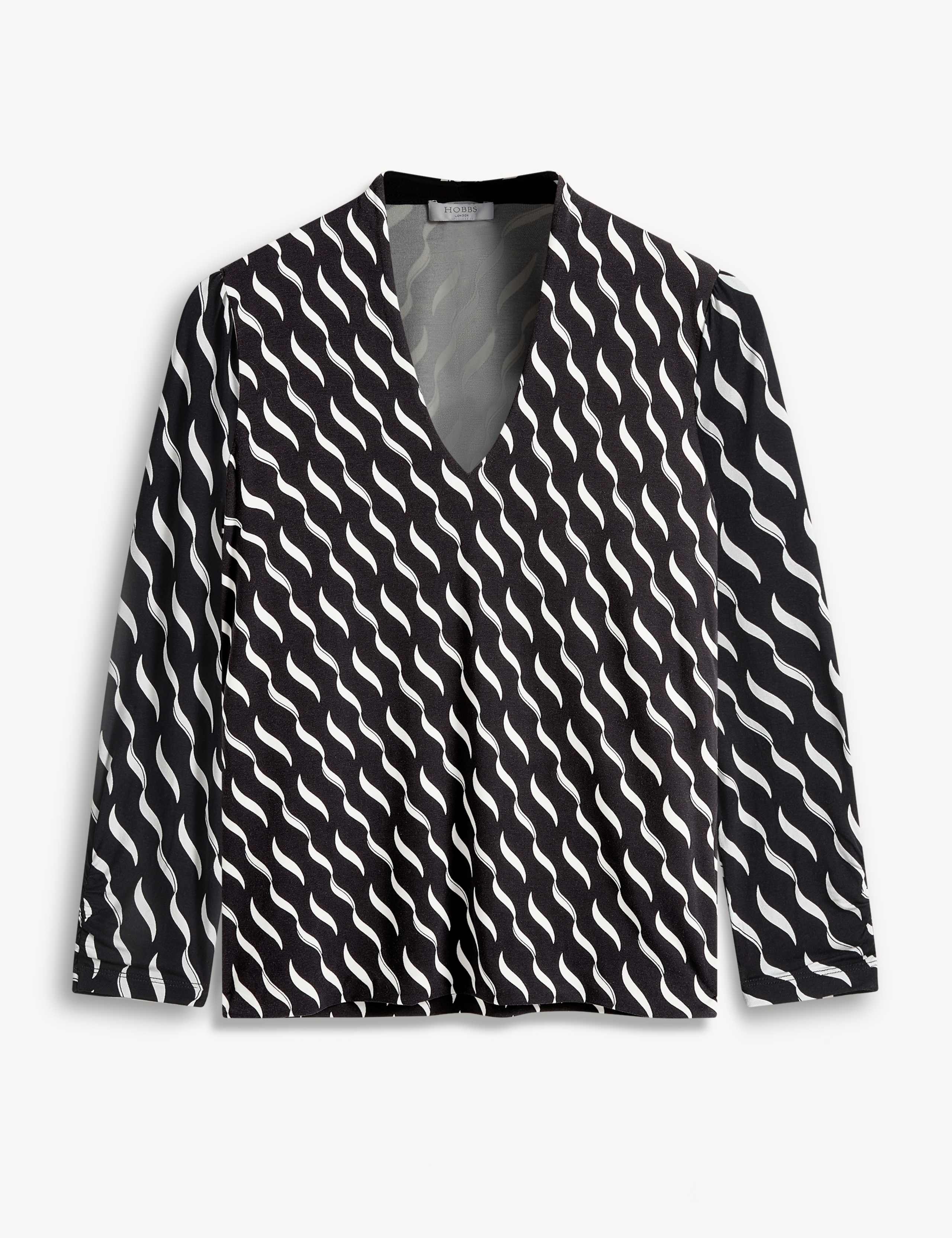 Jersey Geometric Print V-Neck Top 2 of 5