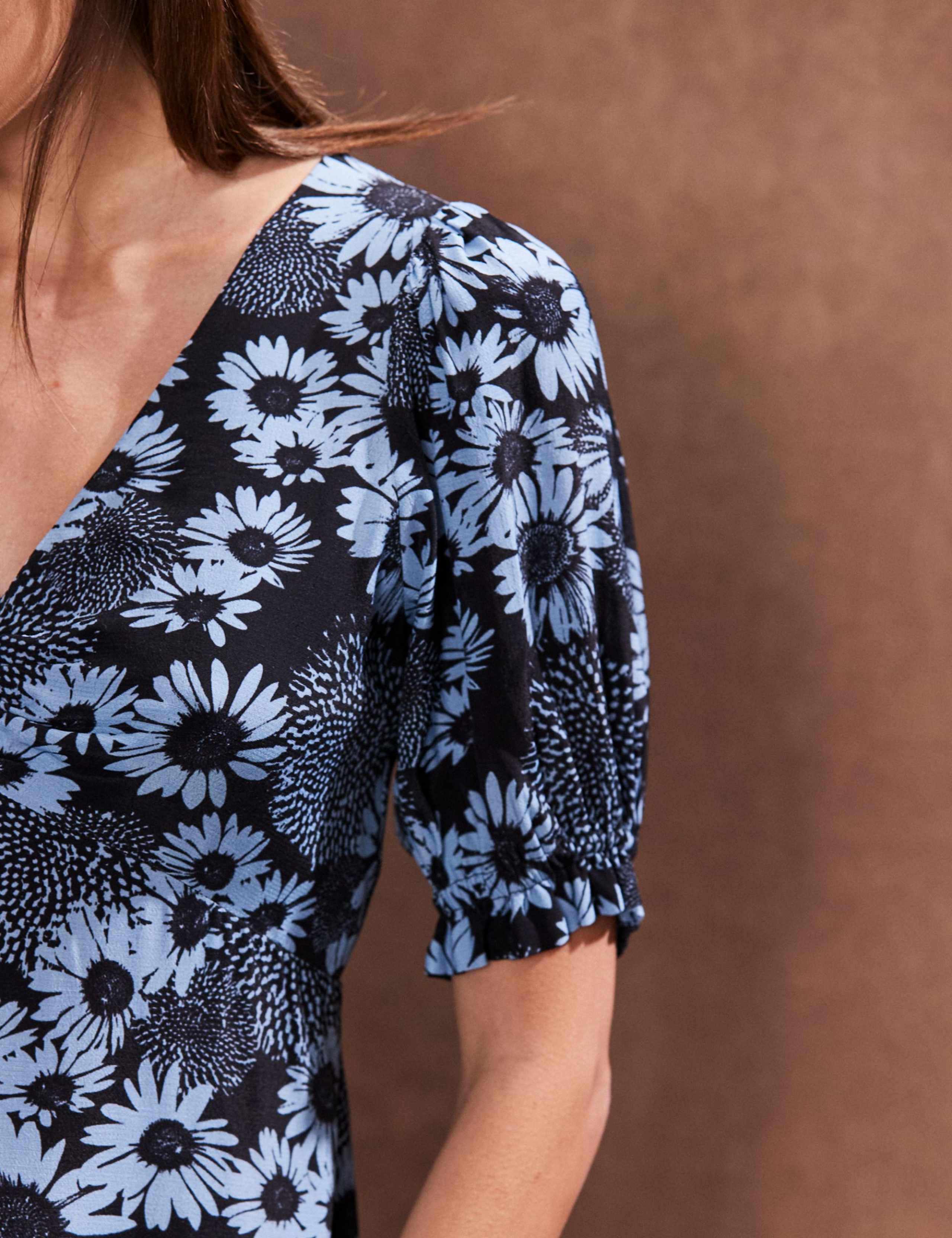 Floral V-Neck Ruched Midi Tea Dress 5 of 5