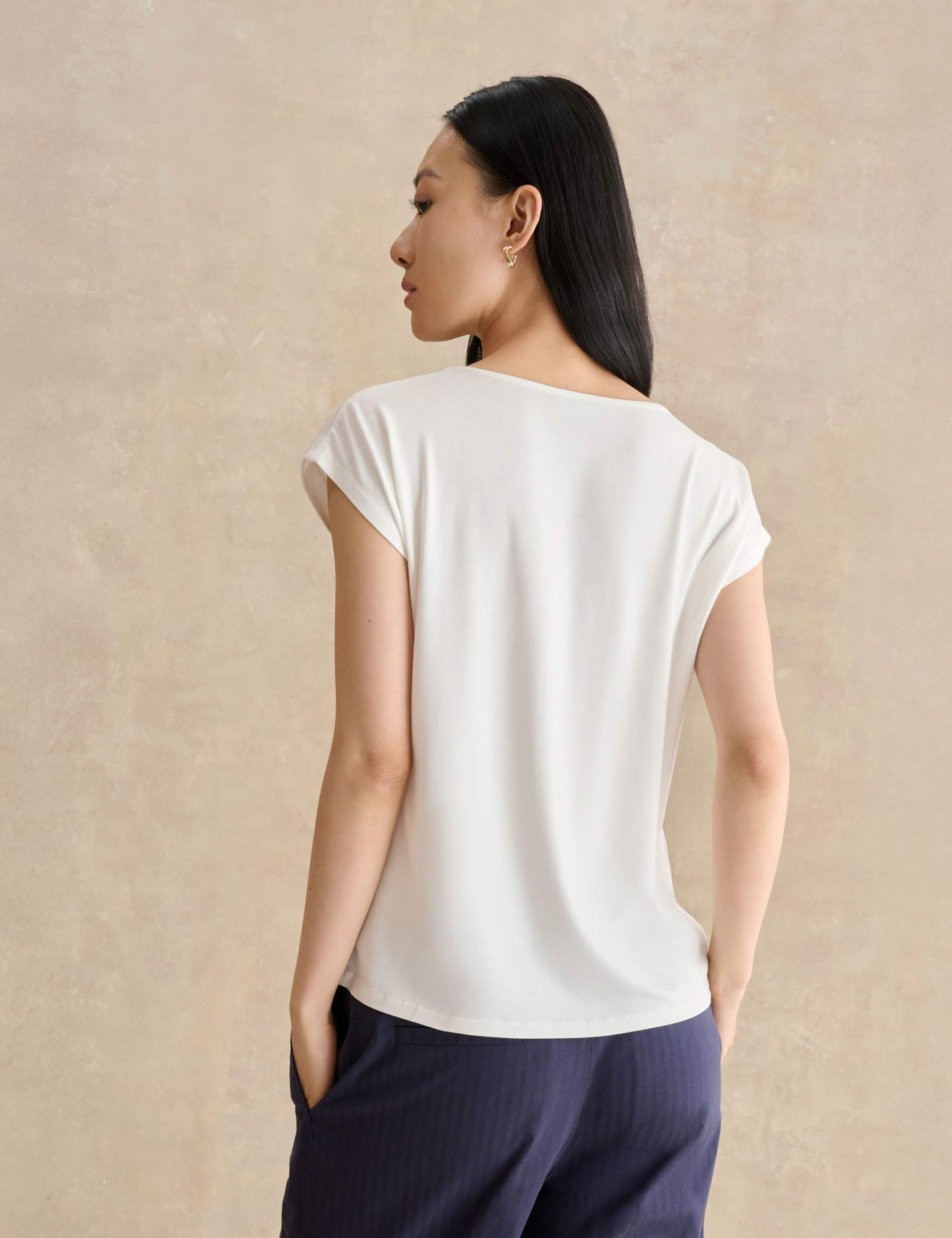 Collarless Cap Sleeve Blouse 3 of 5