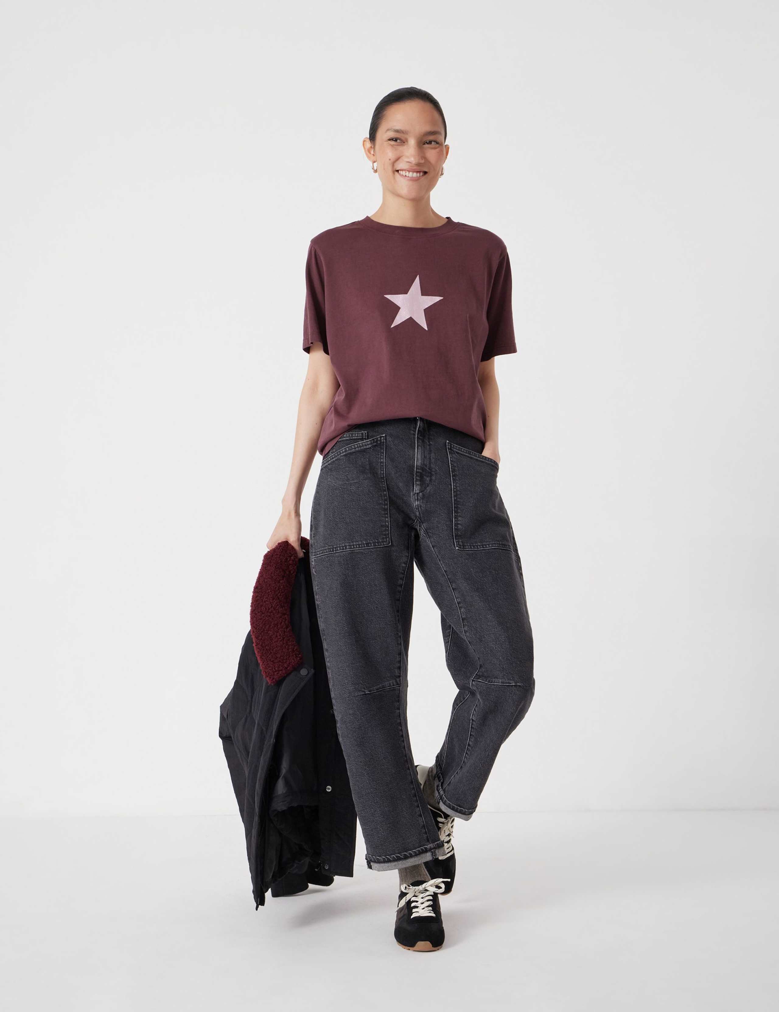 Pure Cotton Metallic Star Graphic T-Shirt 3 of 4