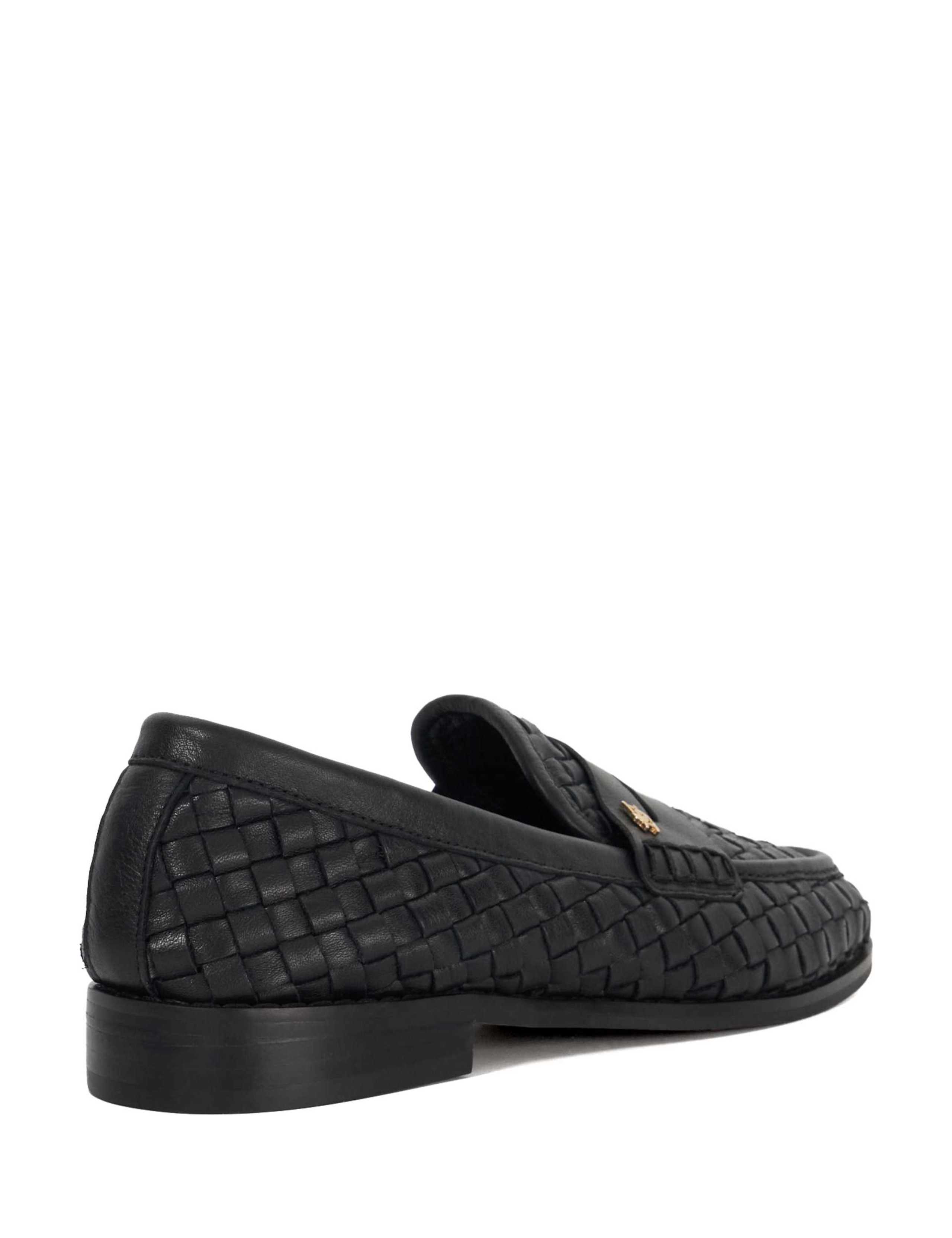 Leather Woven Flat Loafers 4 of 5