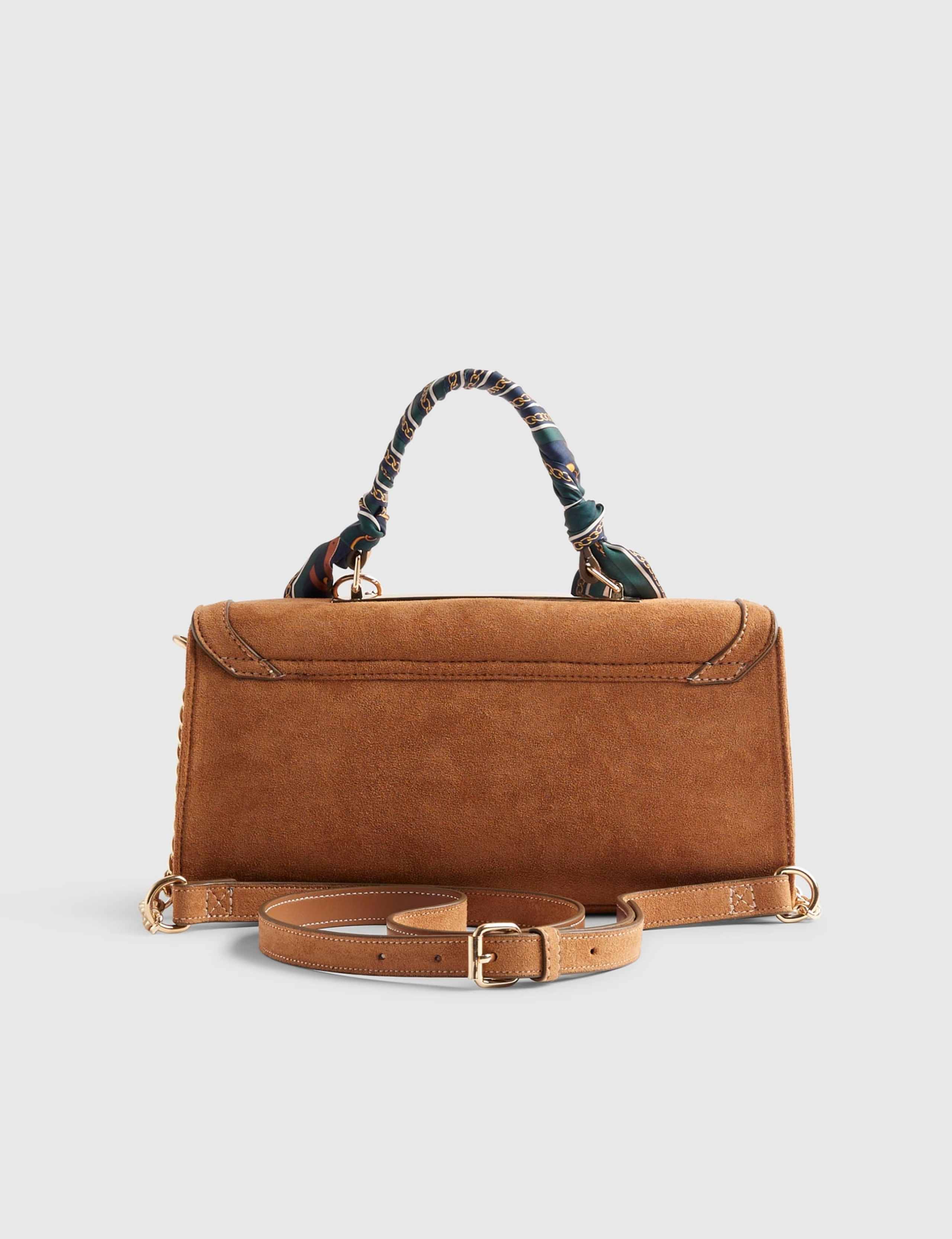 Faux Suede Scarf Top Handle Cross Body Bag 2 of 5