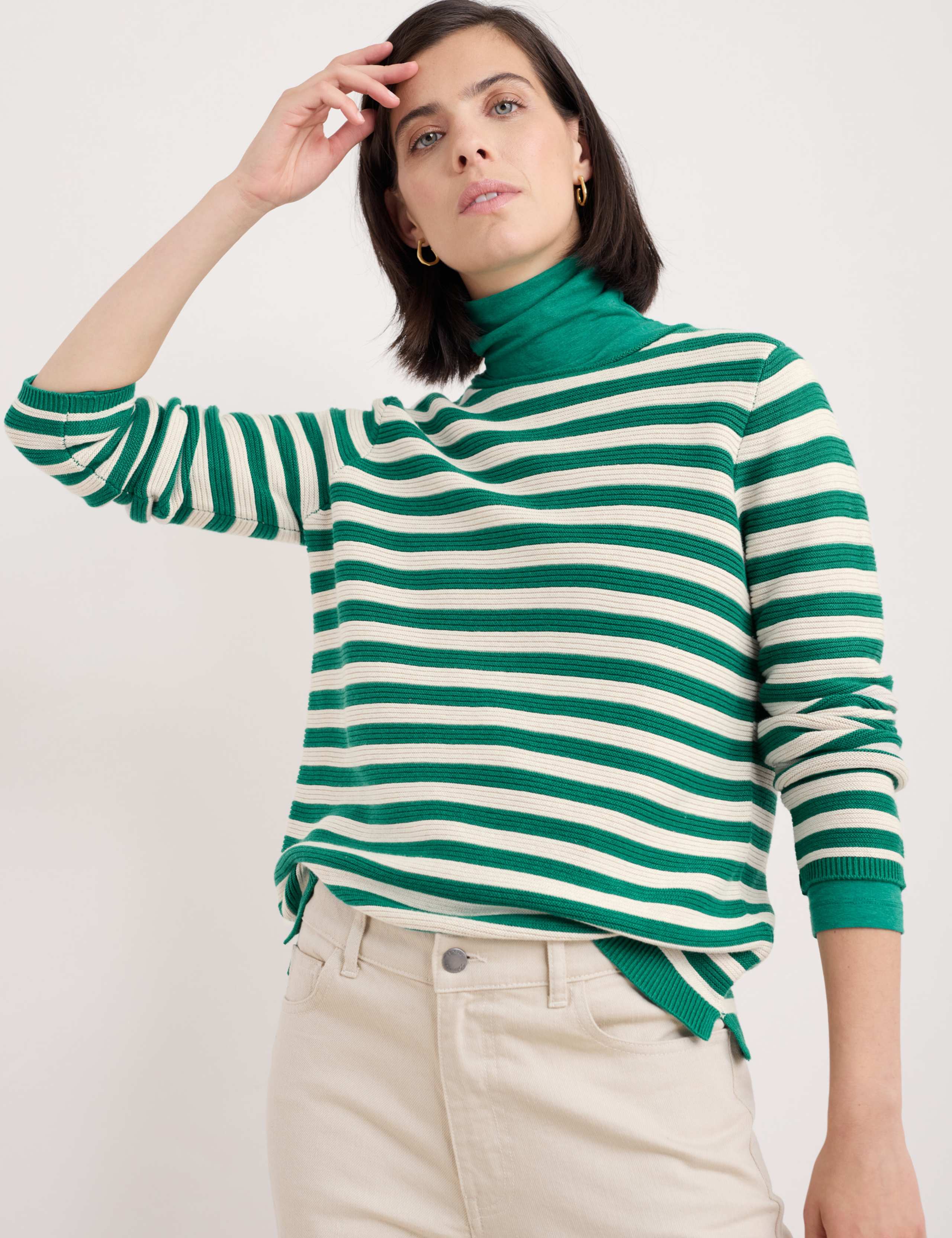 Pure Cotton Striped Crew Neck Jumper 3 of 4
