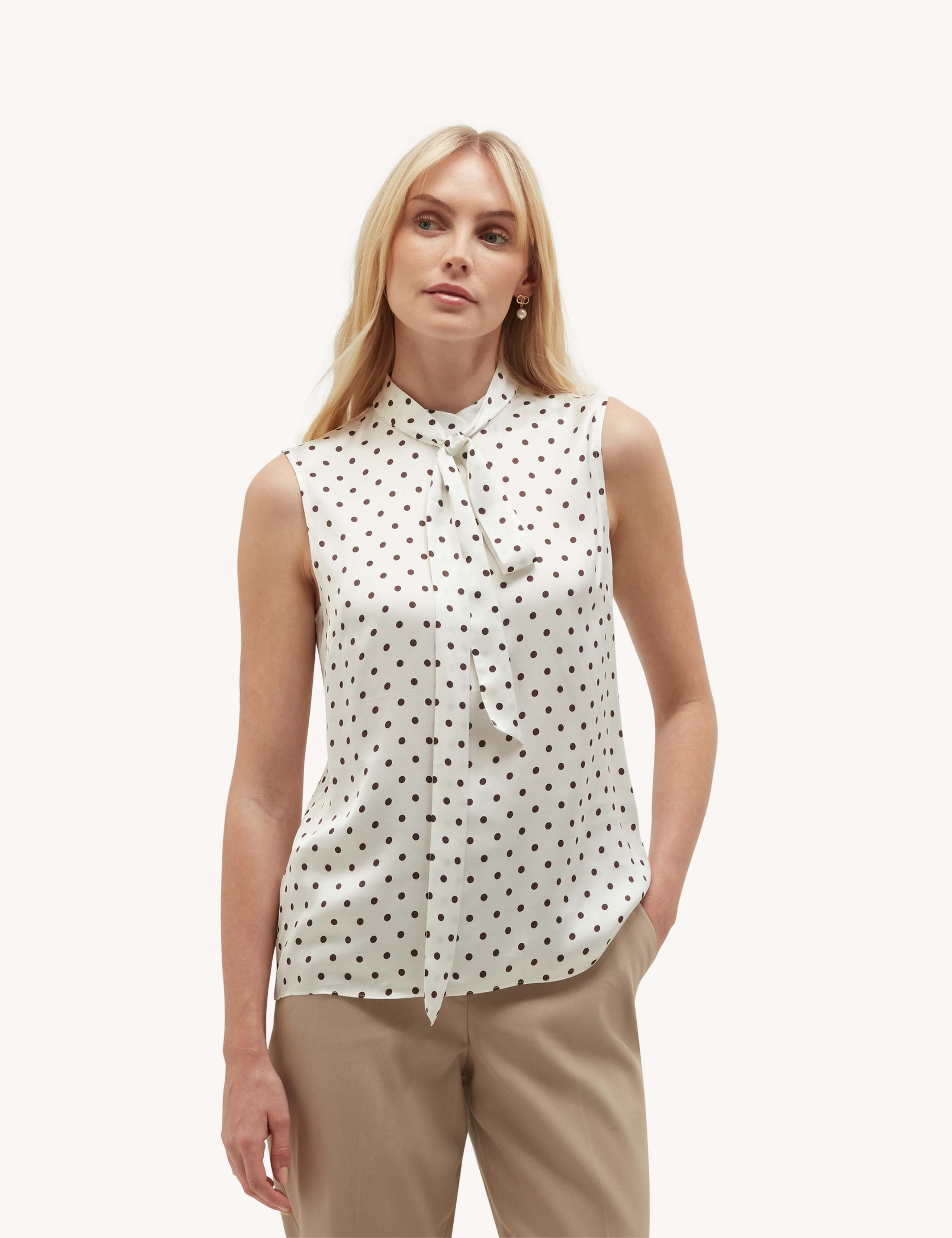Polka Dot Tie Neck Blouse 1 of 6