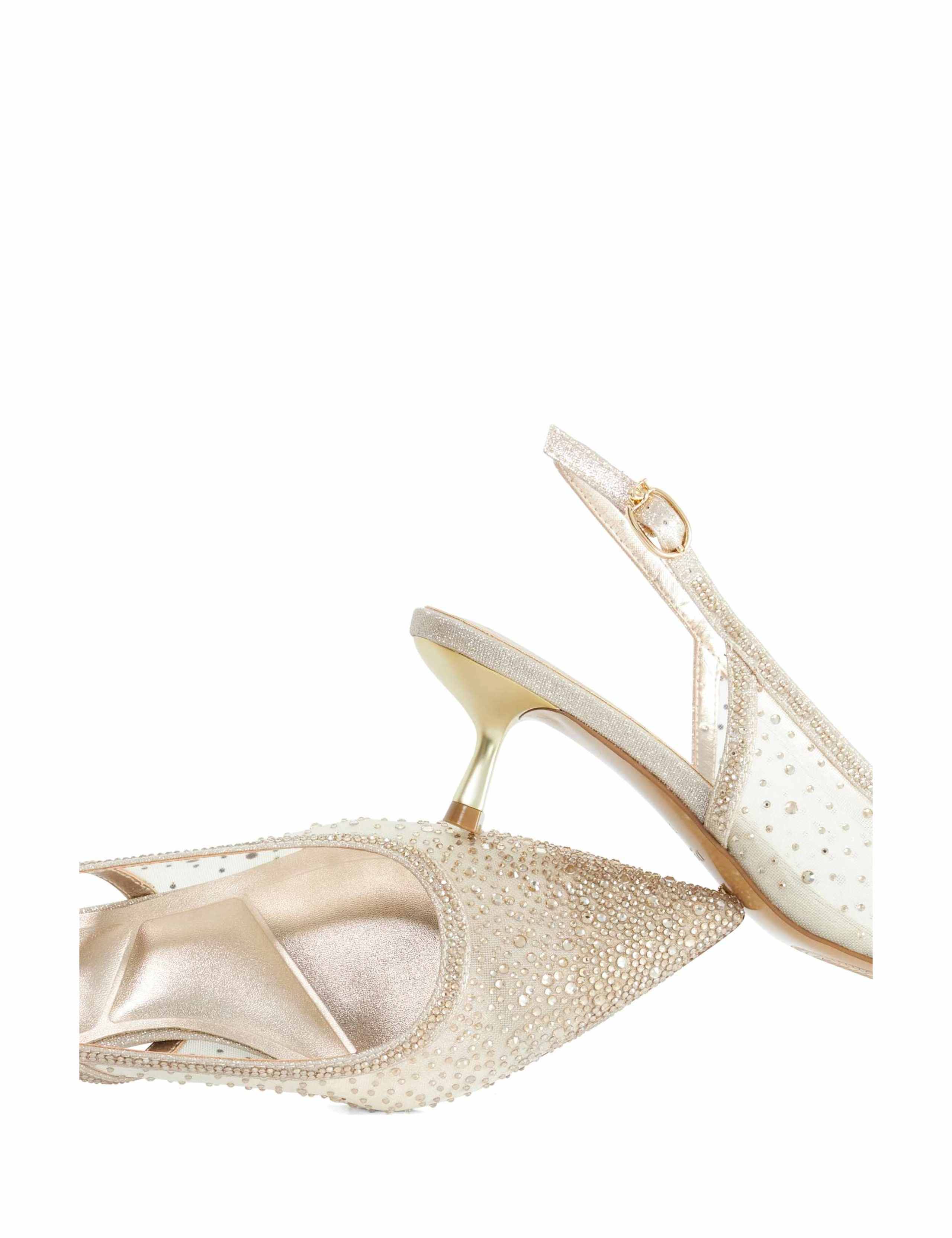 Mesh Embellished Slingback Court Shoes 4 of 5