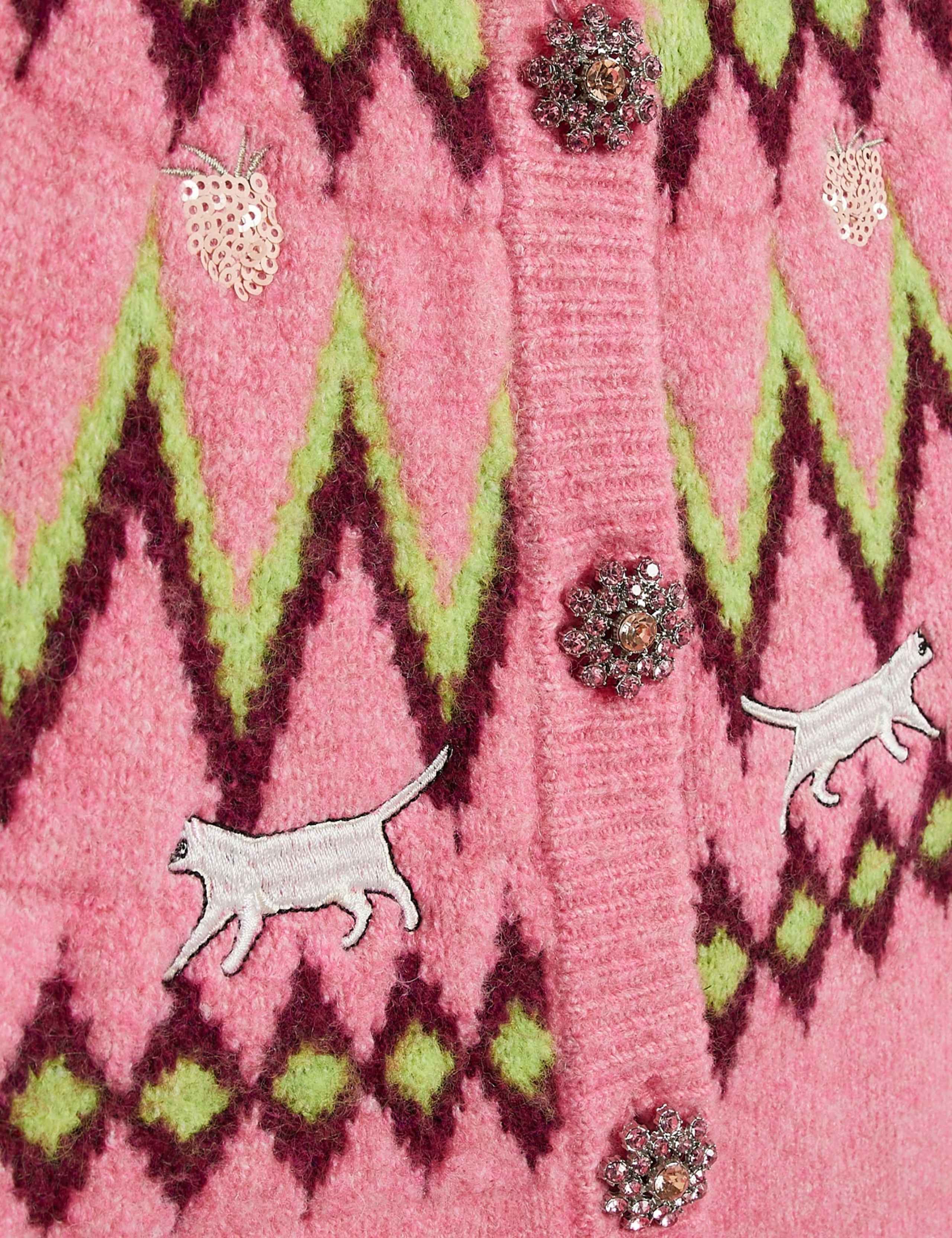 Fair Isle Crew Neck Cardigan with Wool 3 of 5