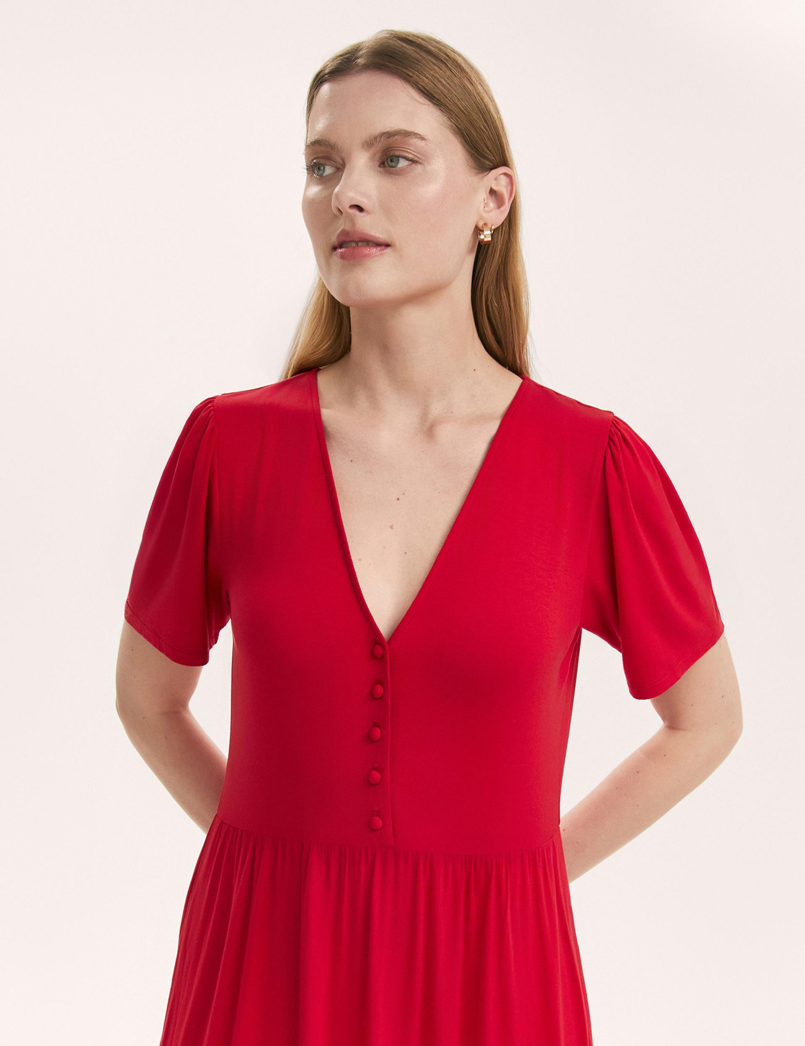Jersey V-Neck Midi Tiered Dress 2 of 4