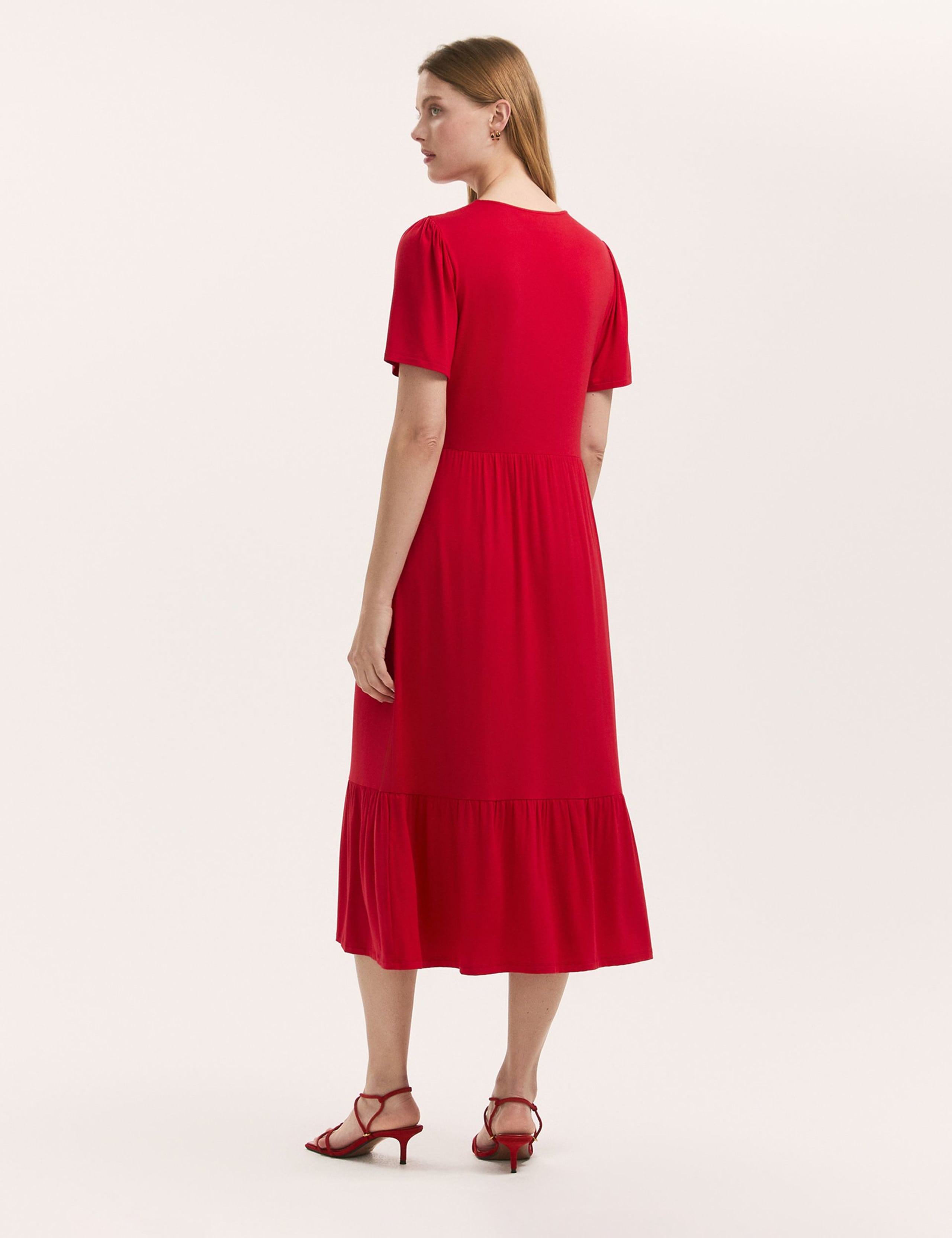 Jersey V-Neck Midi Tiered Dress 3 of 4