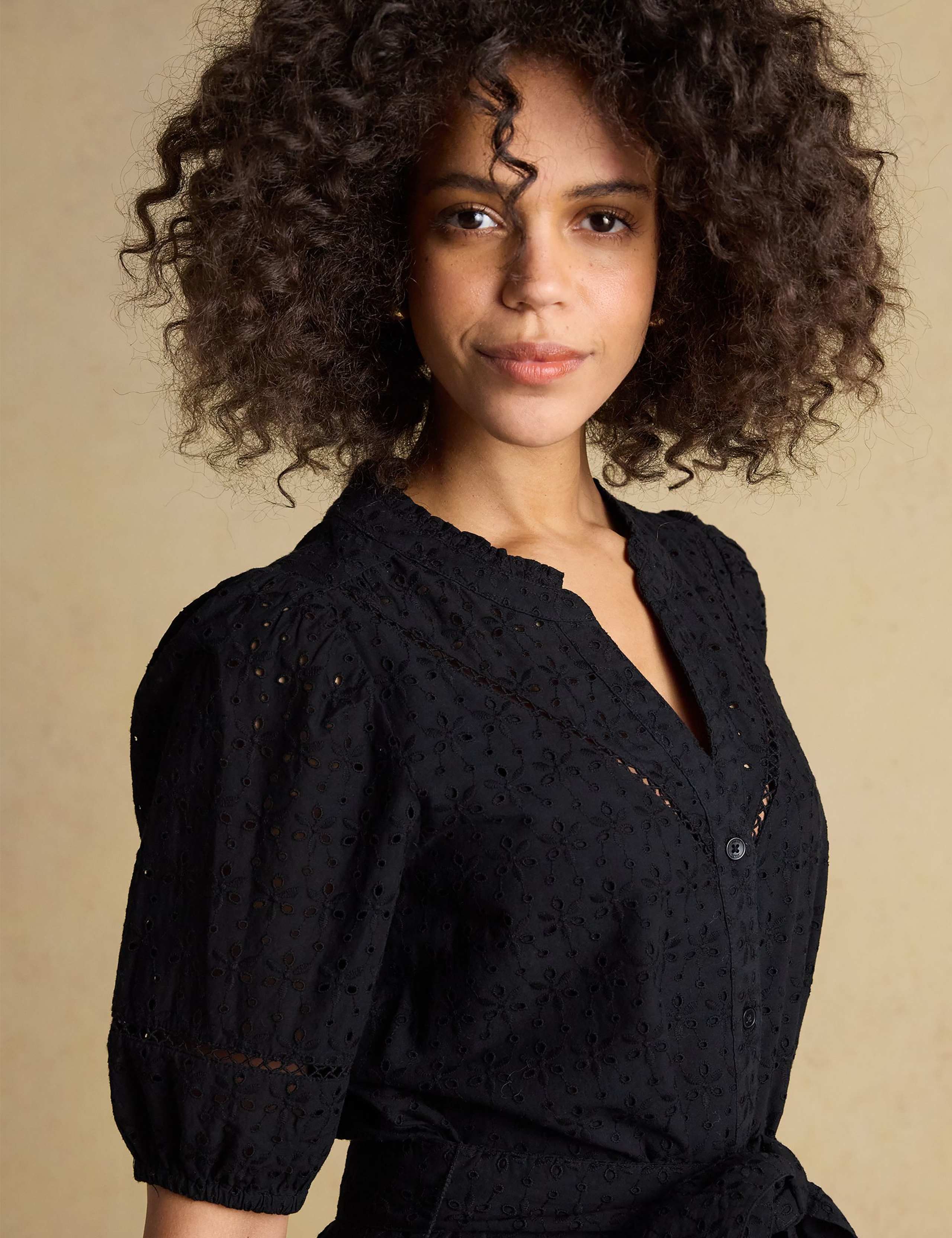 Pure Cotton Broderie V-Neck Midi Shirt Dress 5 of 7