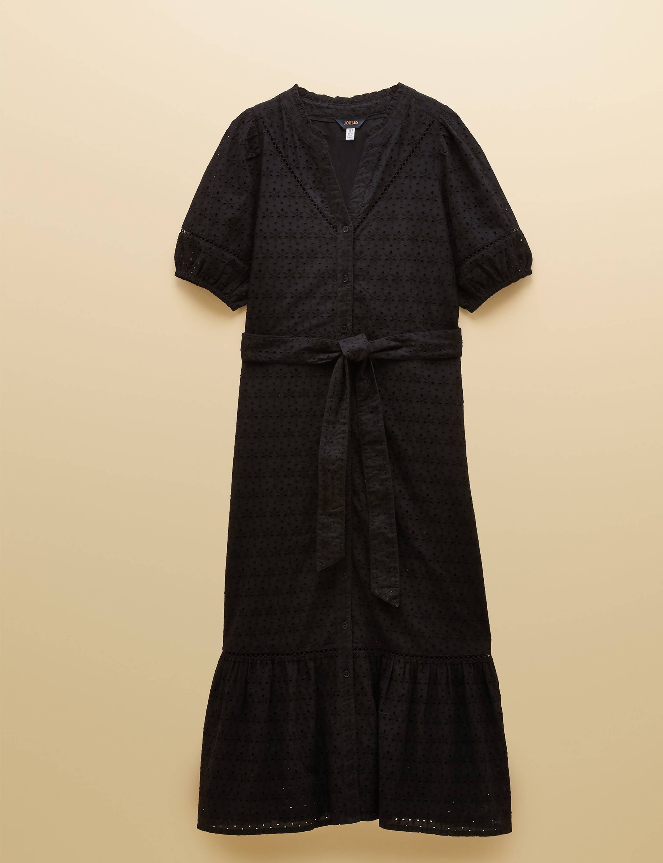 Pure Cotton Broderie V-Neck Midi Shirt Dress 2 of 7