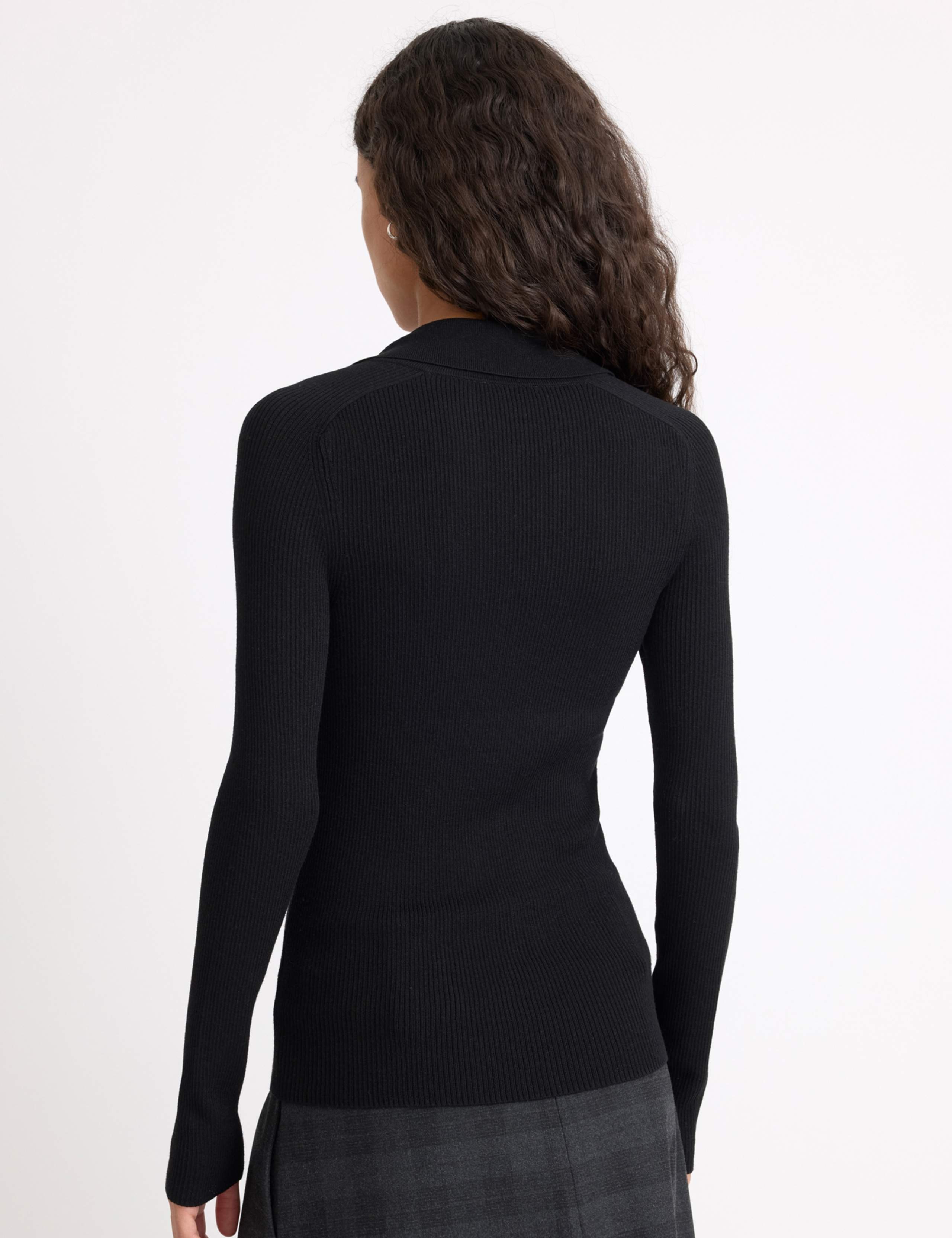 Ribbed V-Neck Button Detail Top 5 of 5