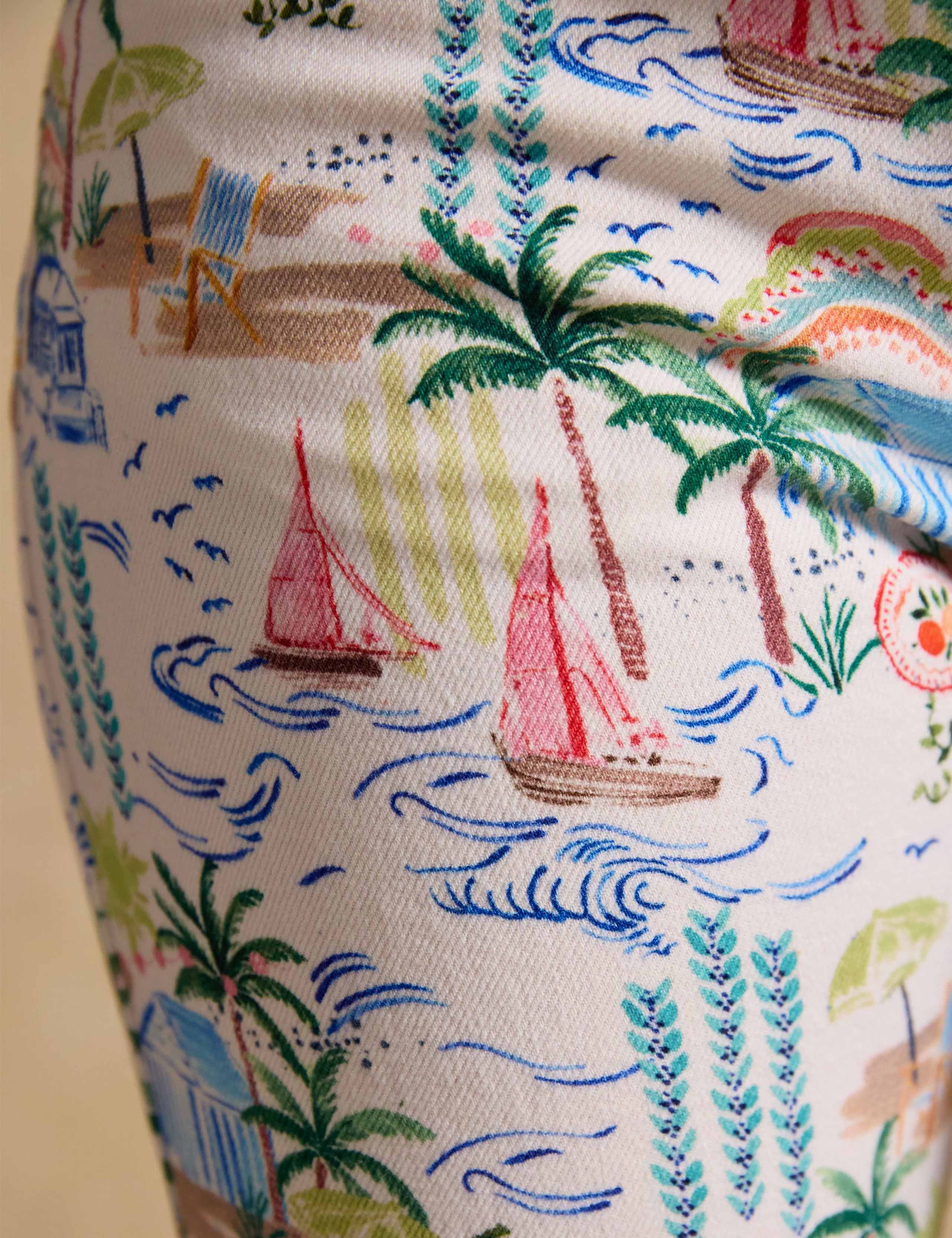 Toile Landscape Print Mid Rise Straight Jeans 6 of 7