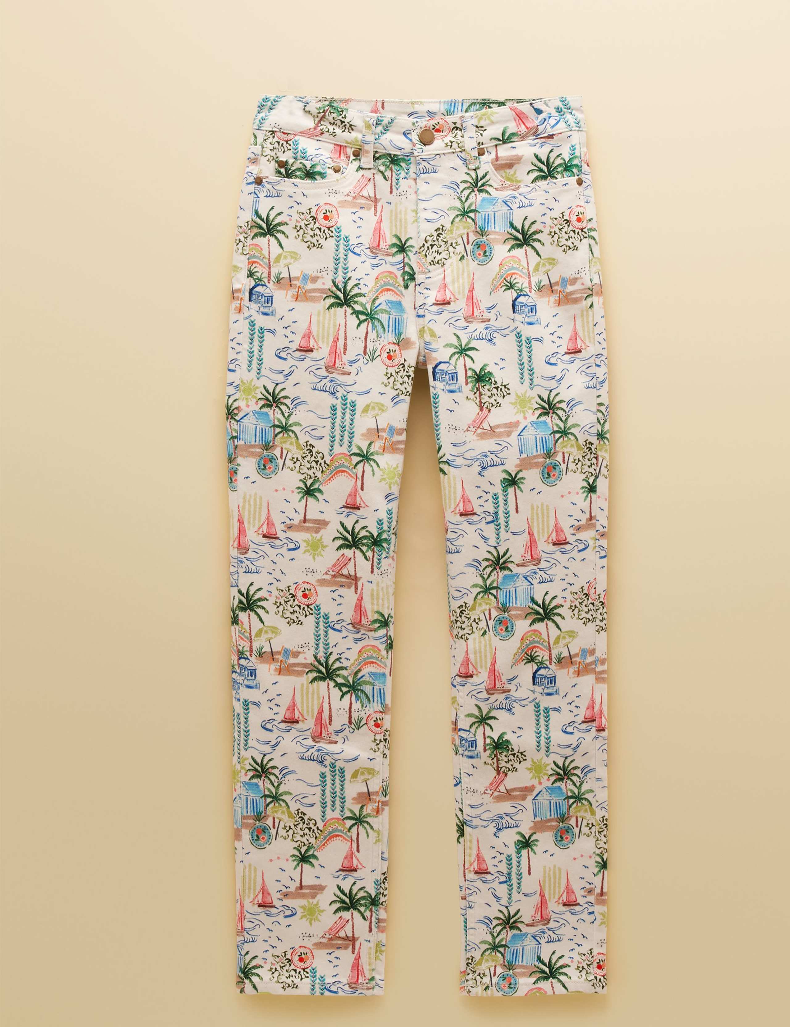 Toile Landscape Print Mid Rise Straight Jeans 2 of 7