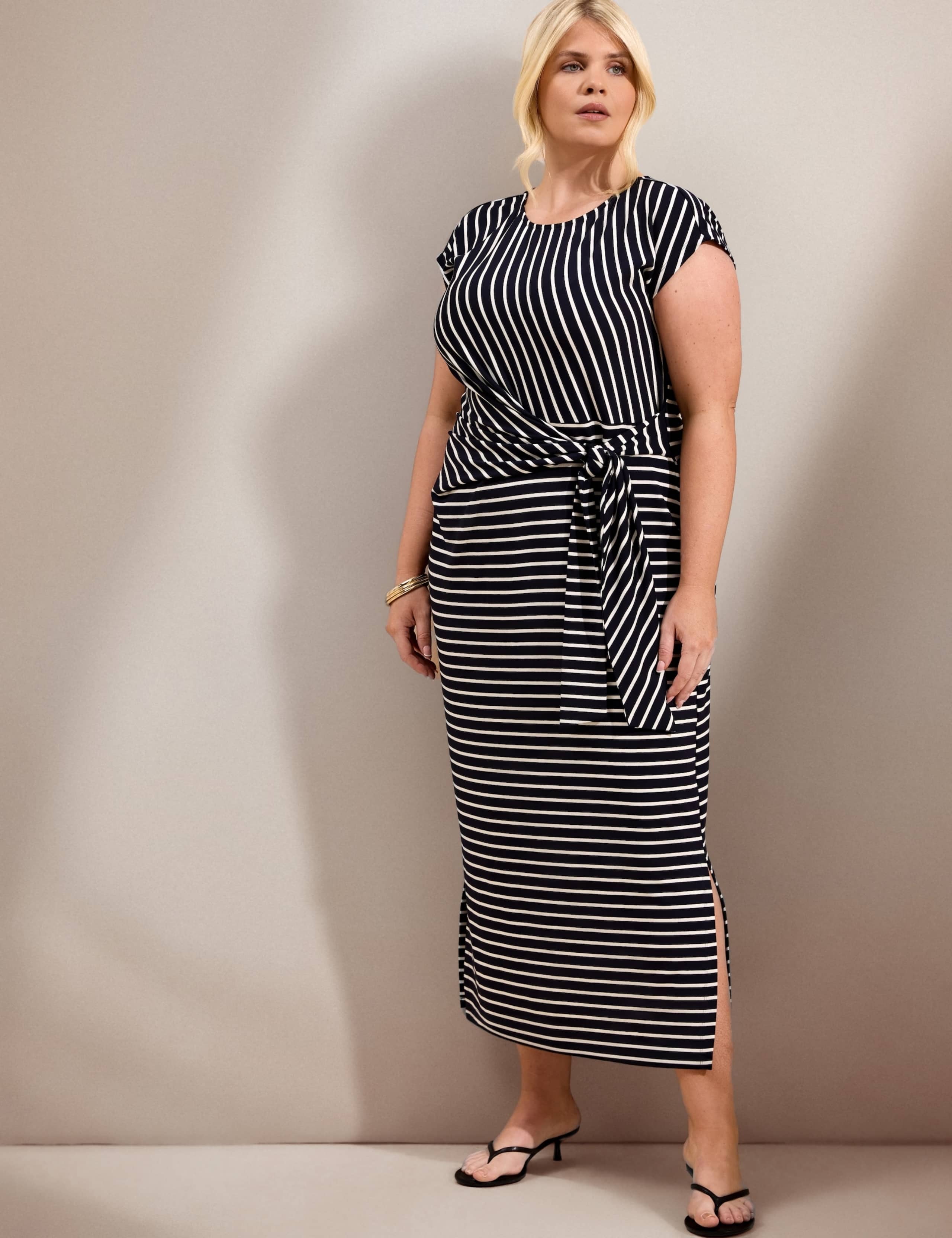 Jersey Striped Midaxi Wrap Dress 2 of 6