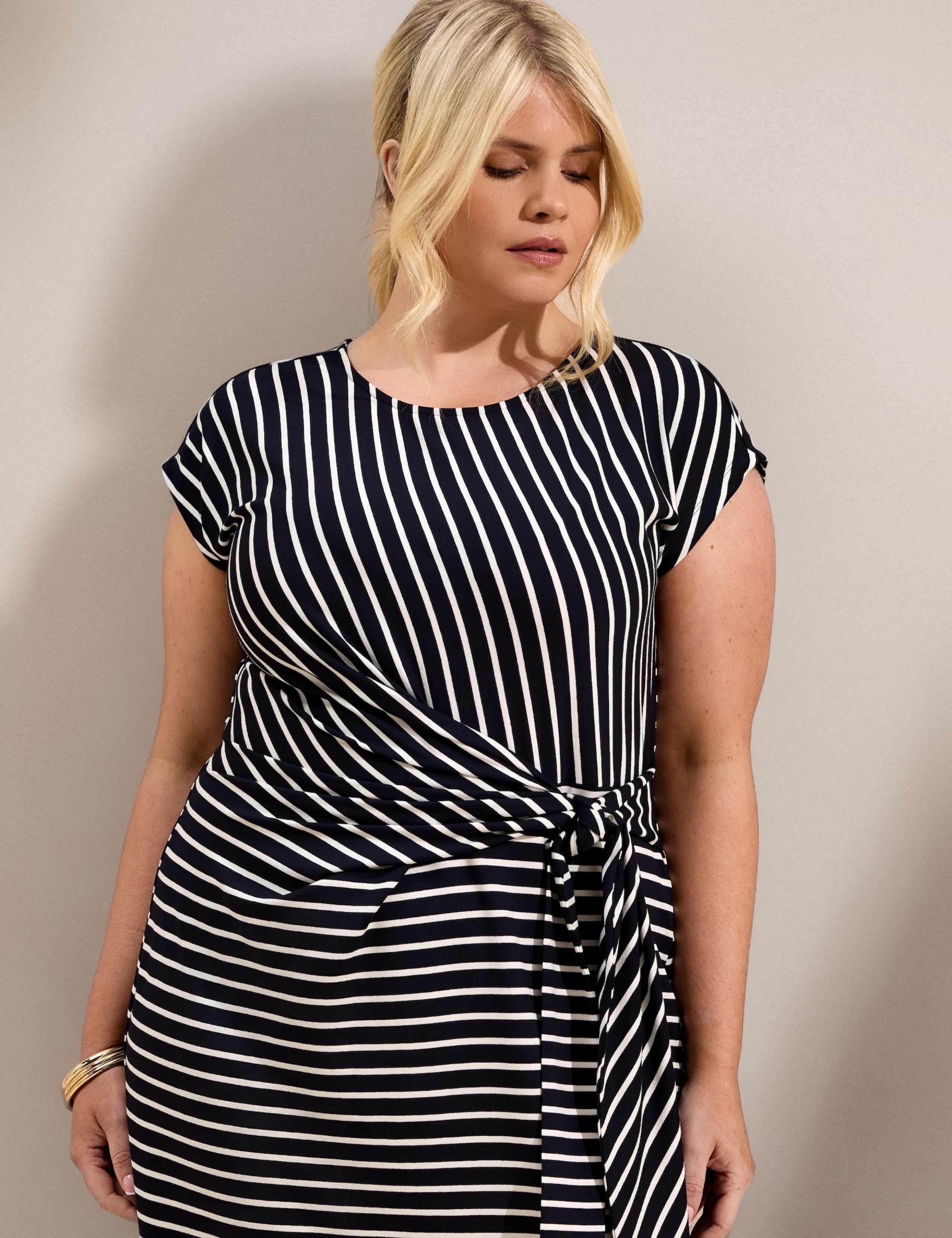 Jersey Striped Midaxi Wrap Dress 4 of 6