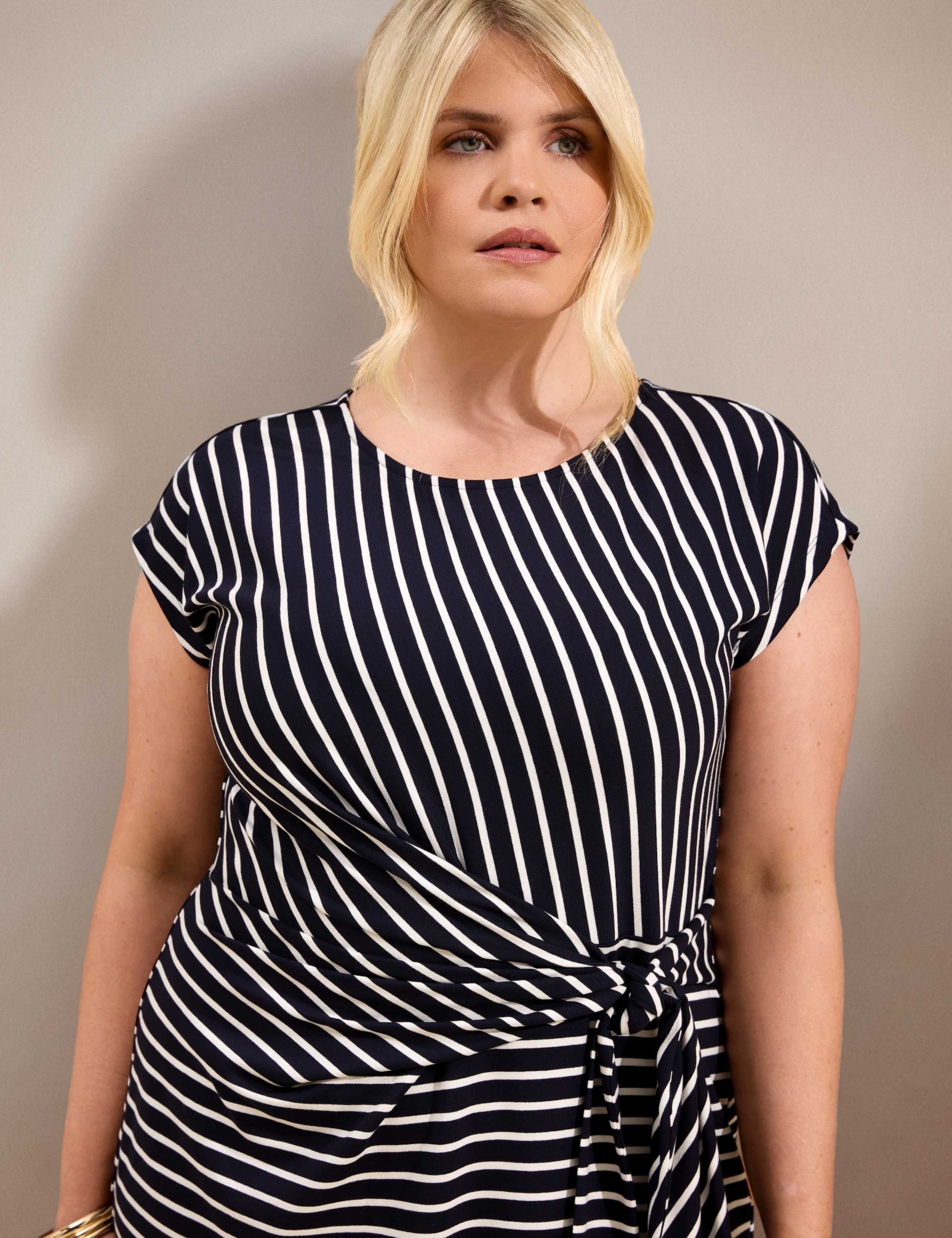 Jersey Striped Midaxi Wrap Dress 5 of 6