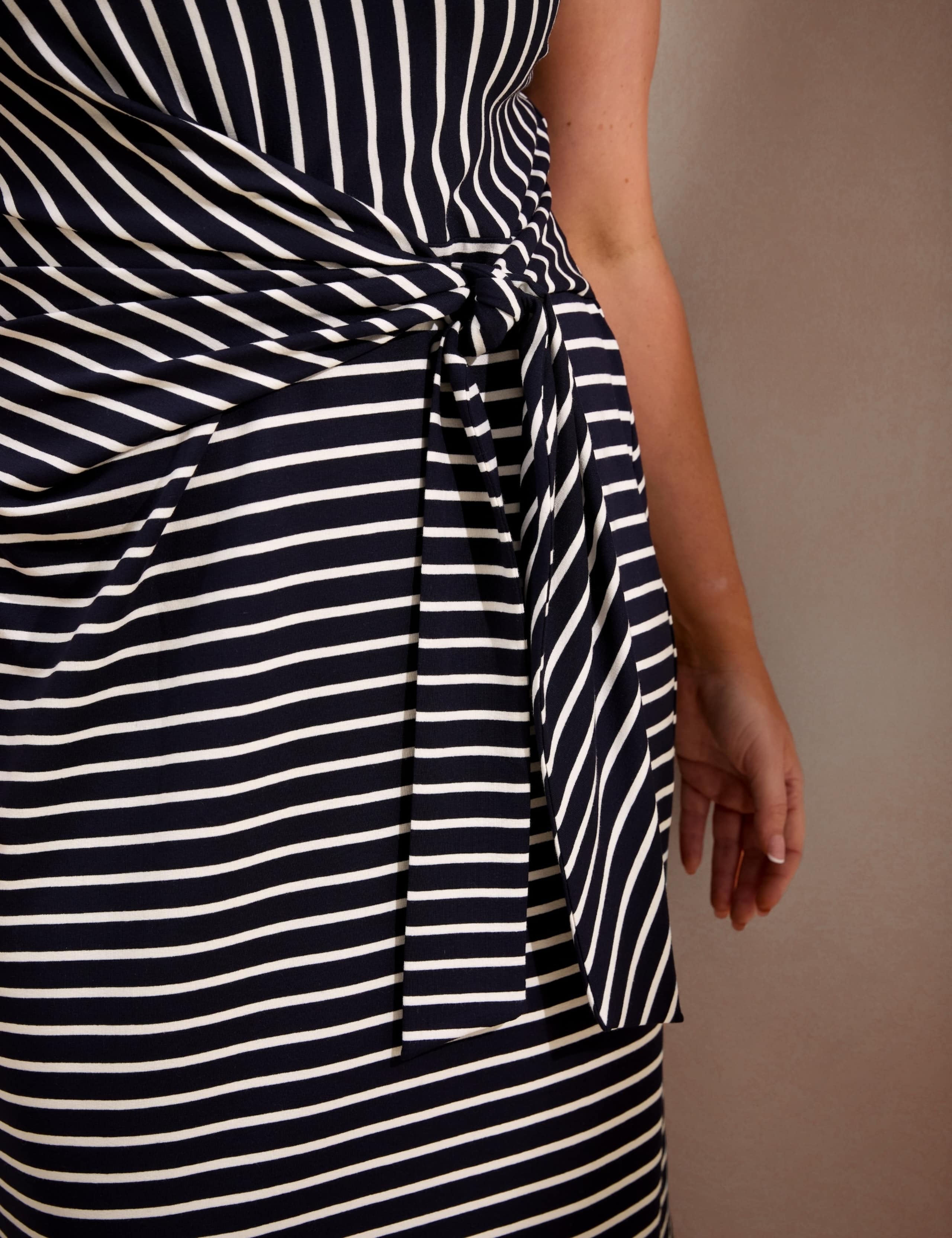 Jersey Striped Midaxi Wrap Dress 6 of 6