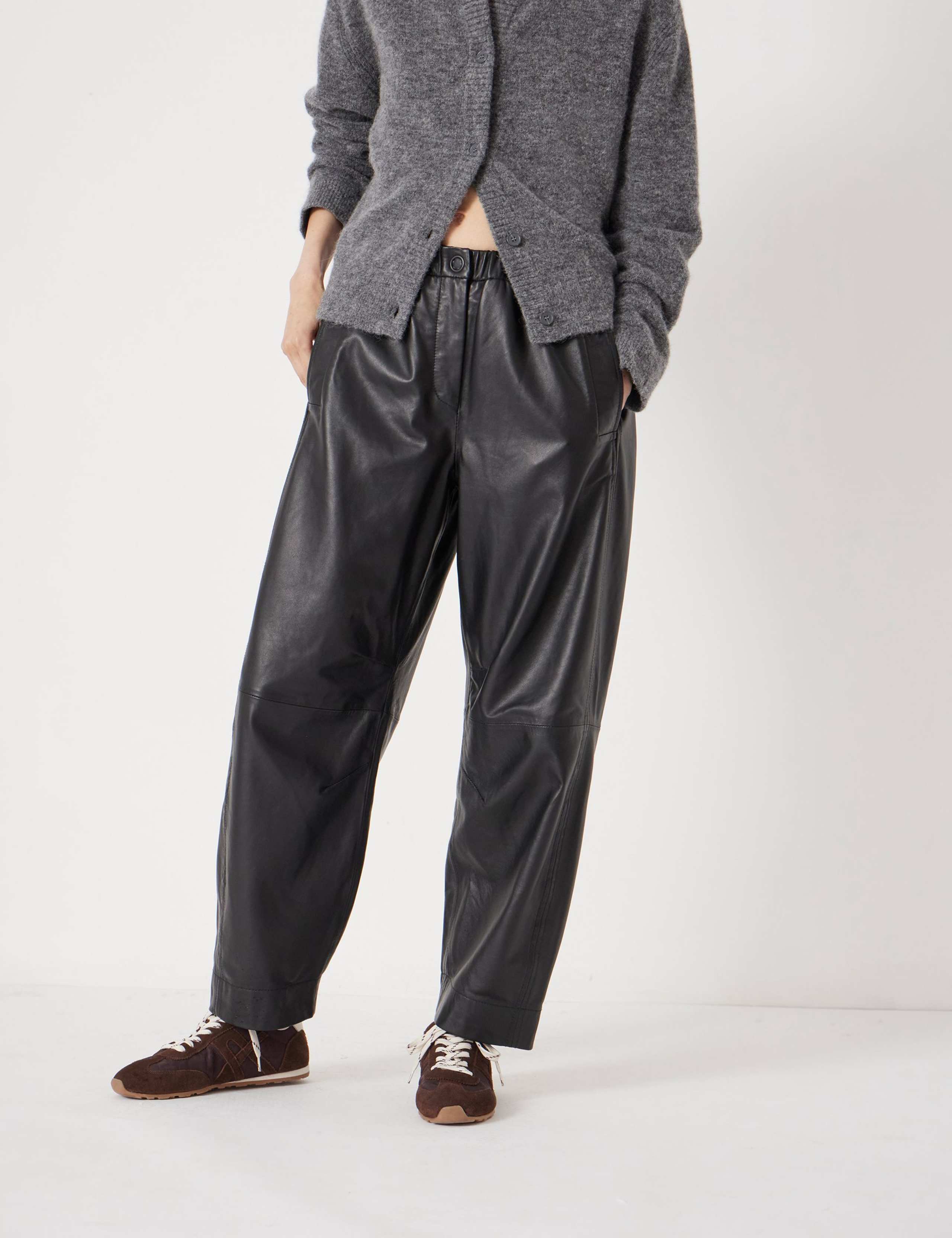 Leather Barrel Leg Trousers 3 of 6