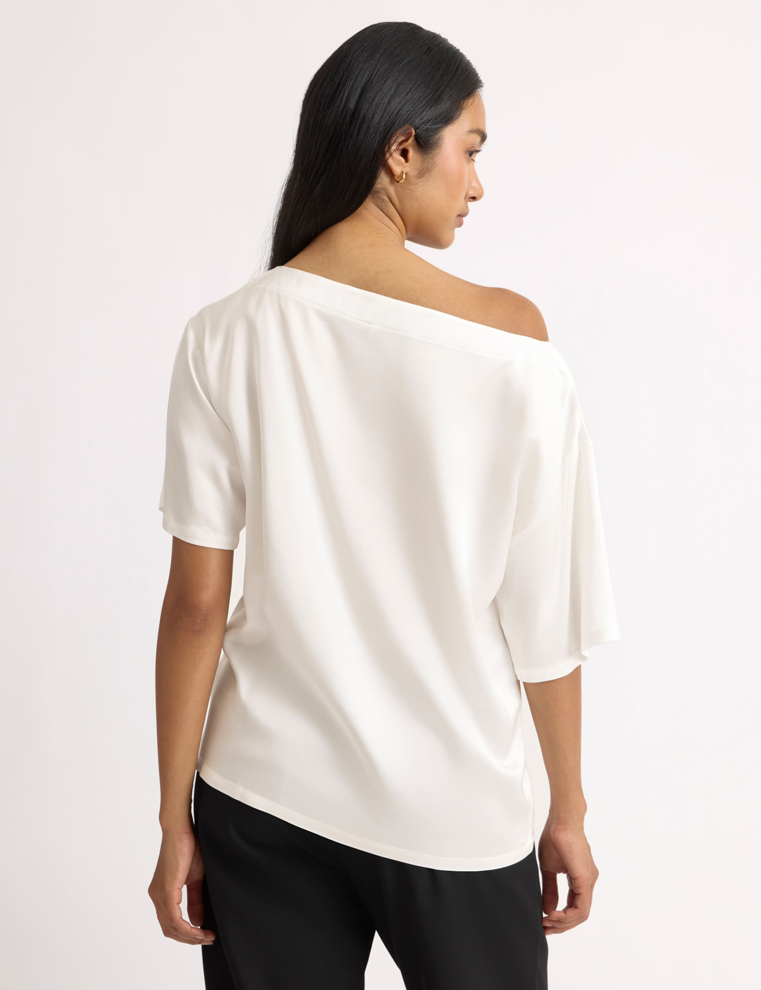 Satin Slash Neck Off the Shoulder Top 3 of 6