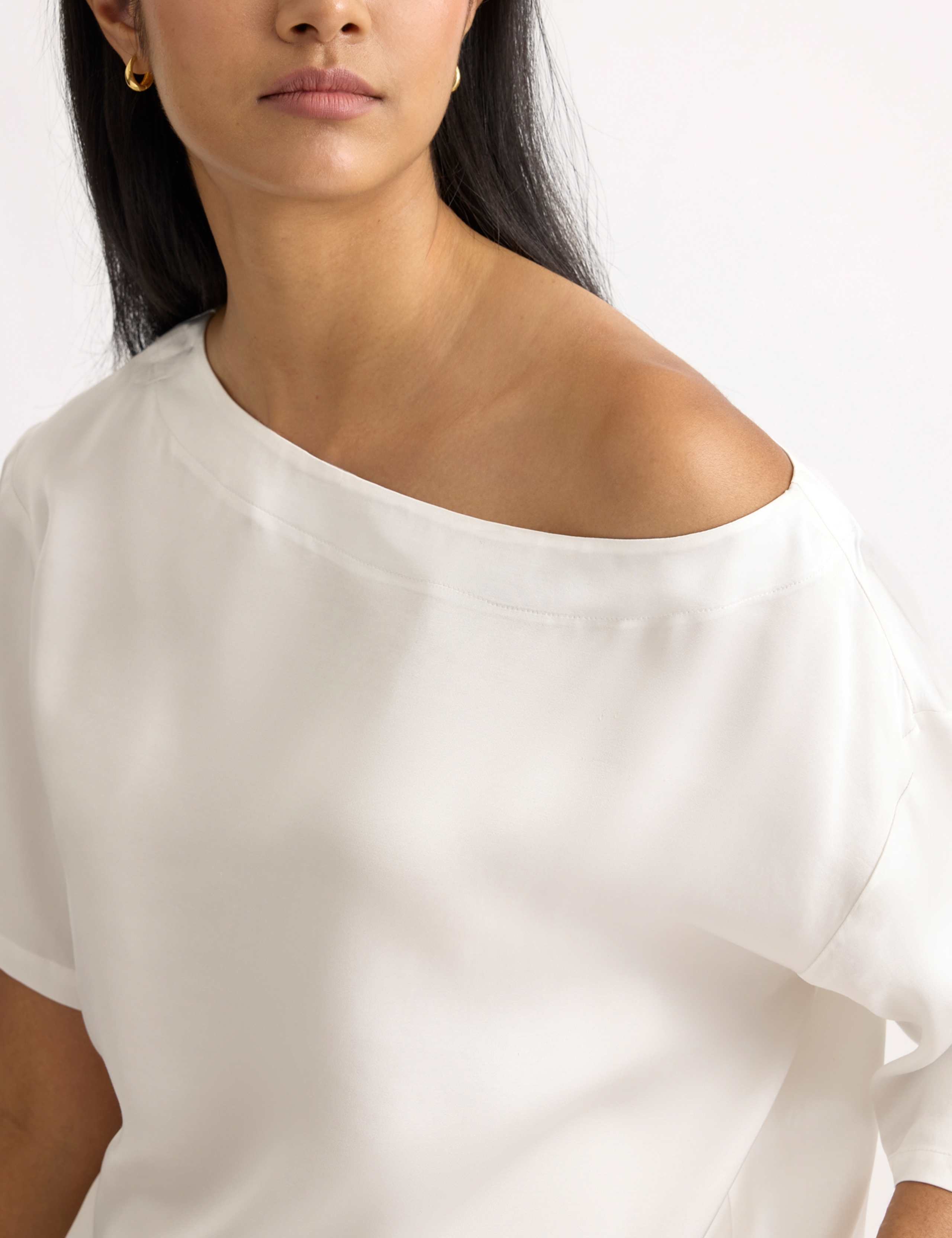 Satin Slash Neck Off the Shoulder Top 4 of 6