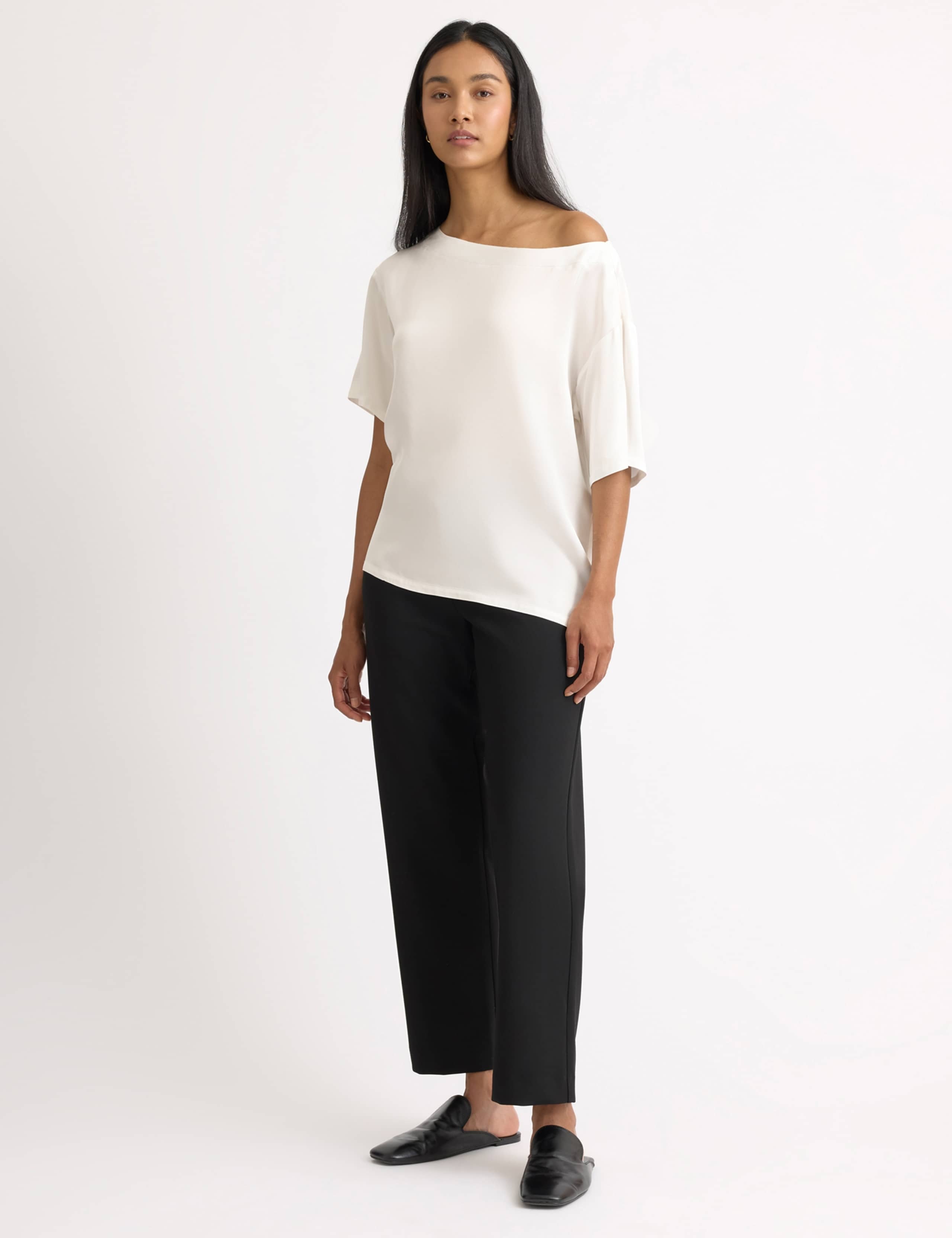 Satin Slash Neck Off the Shoulder Top 5 of 6