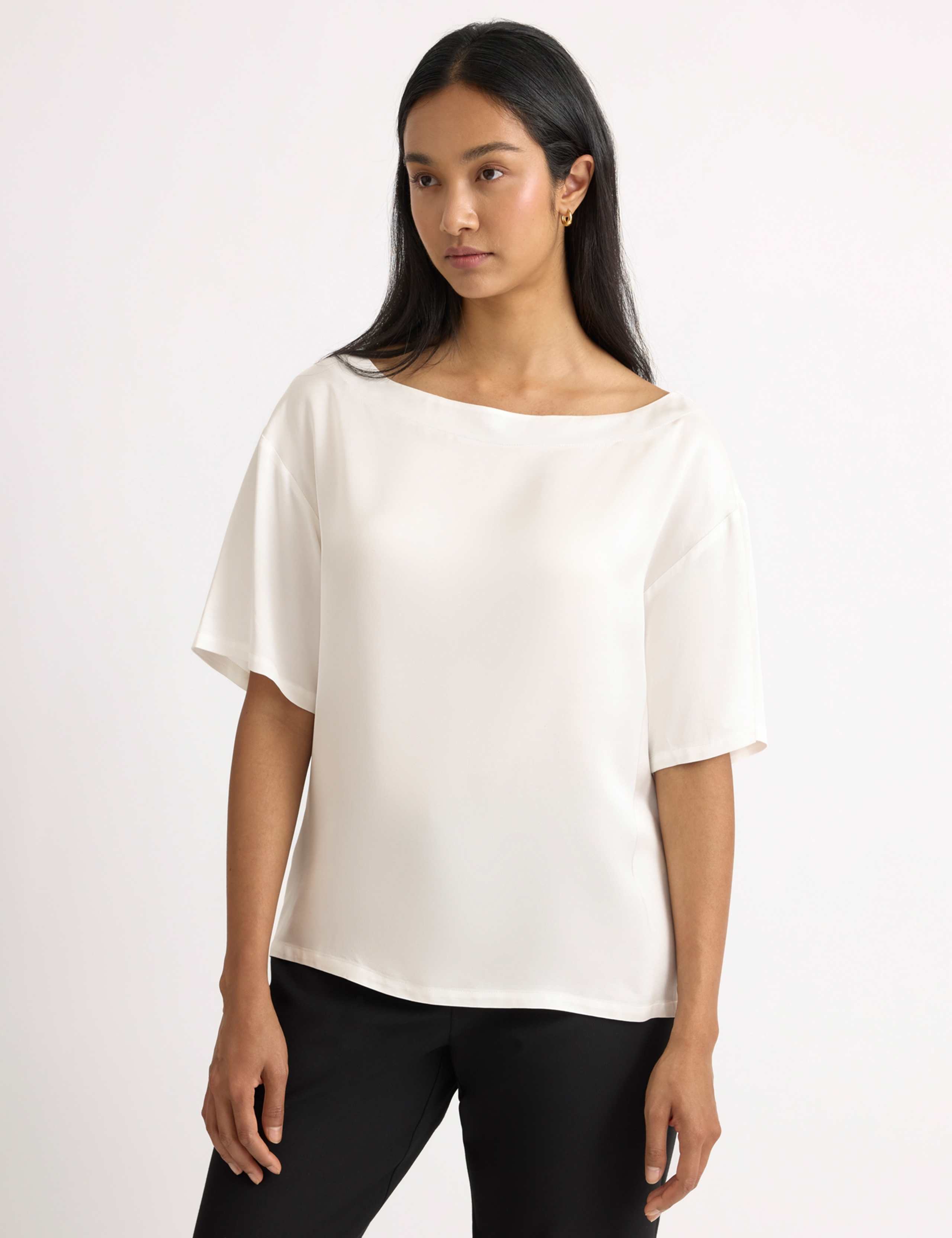 Satin Slash Neck Off the Shoulder Top 6 of 6
