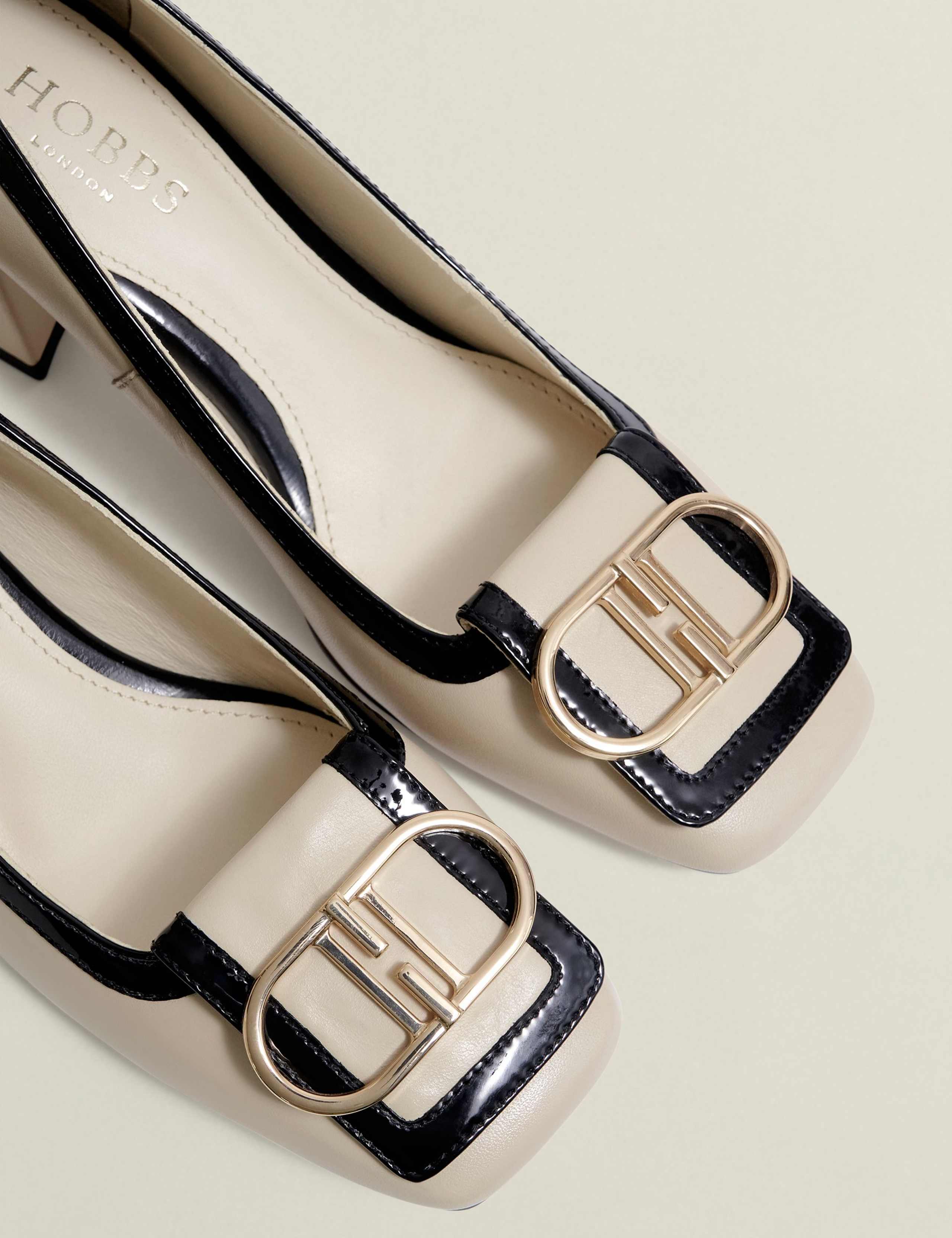 Leather Block Heel Court Shoes 3 of 6