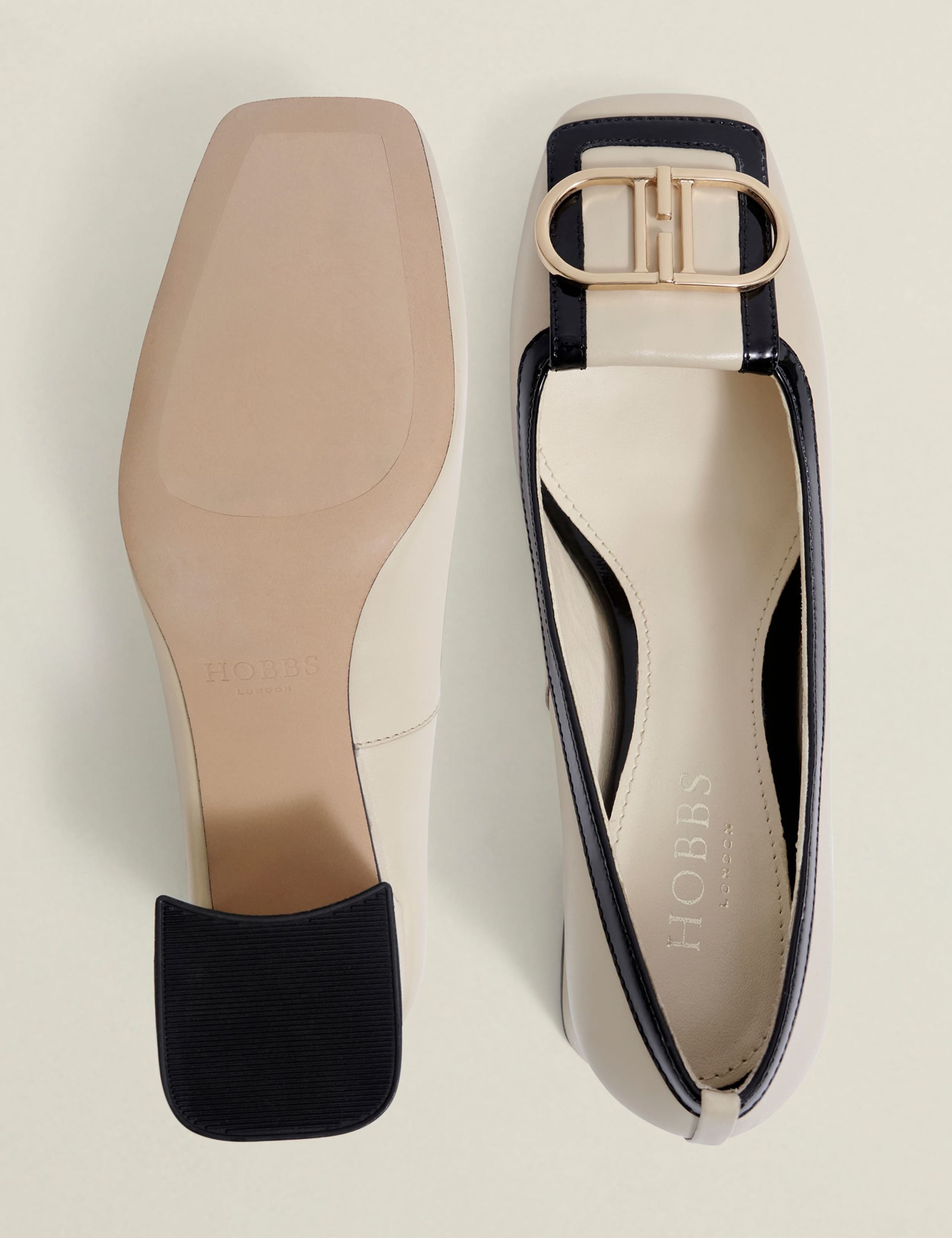 Leather Block Heel Court Shoes 4 of 6