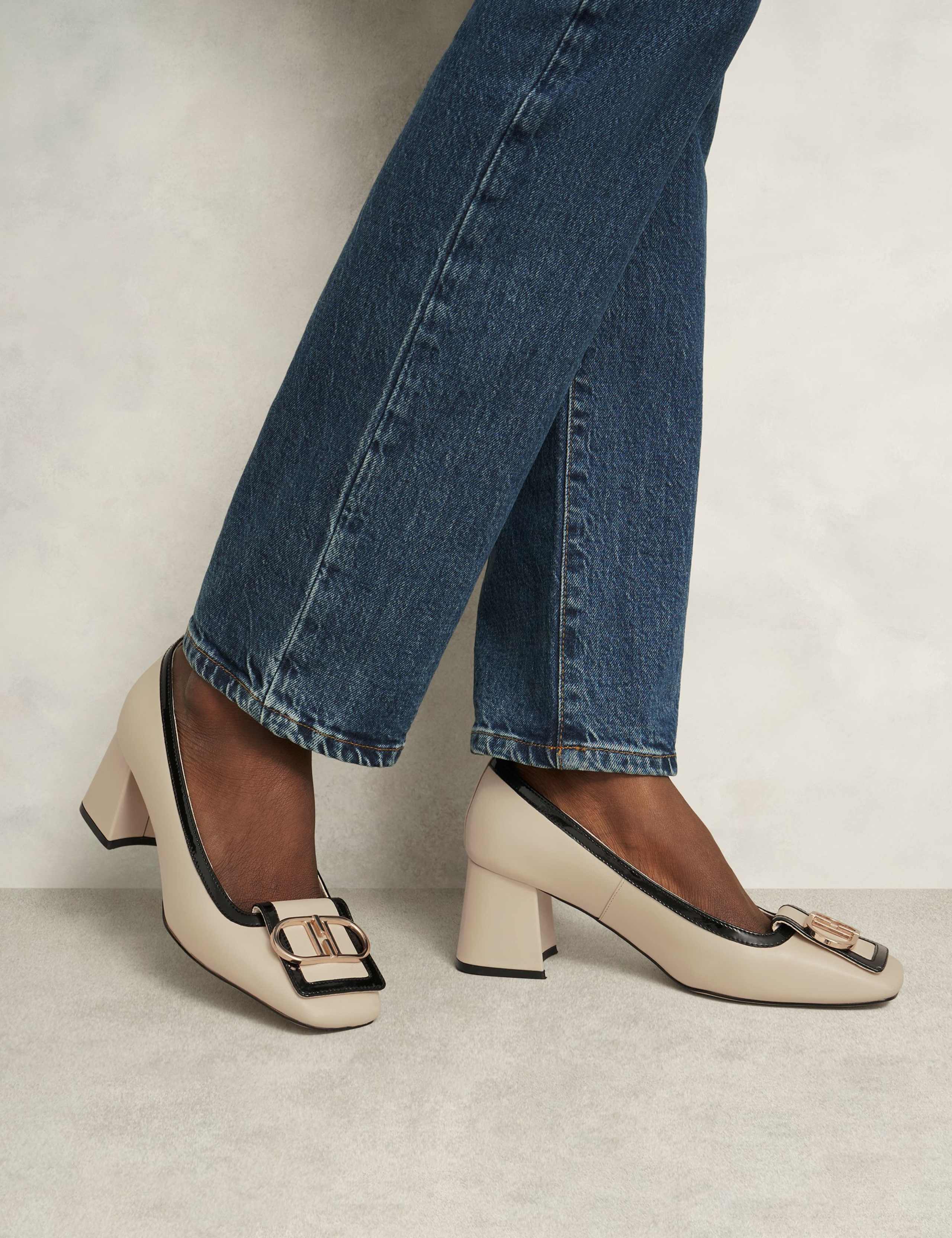 Leather Block Heel Court Shoes 6 of 6