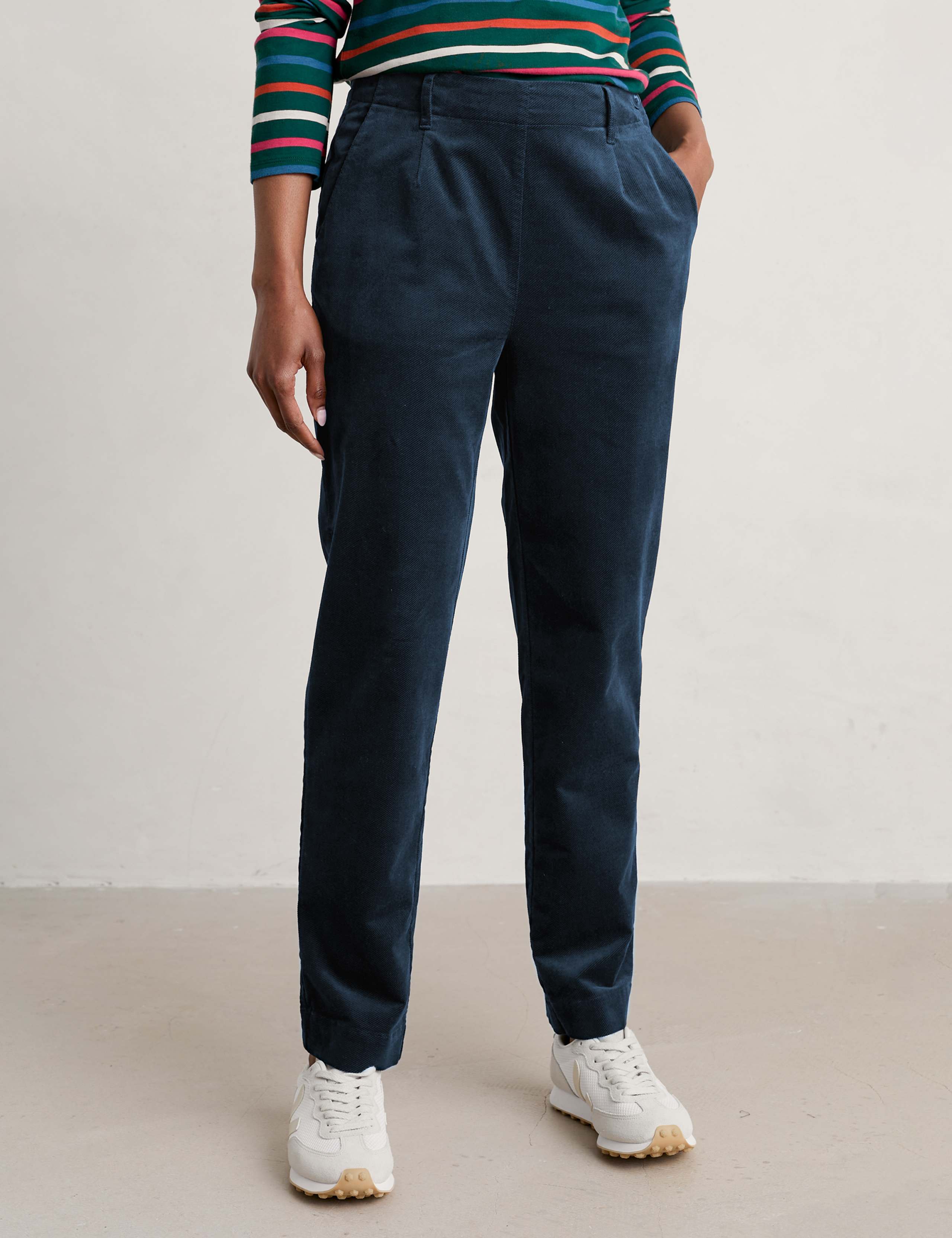 Cotton Rich Tapered Ankle Grazer Trousers 1 of 4