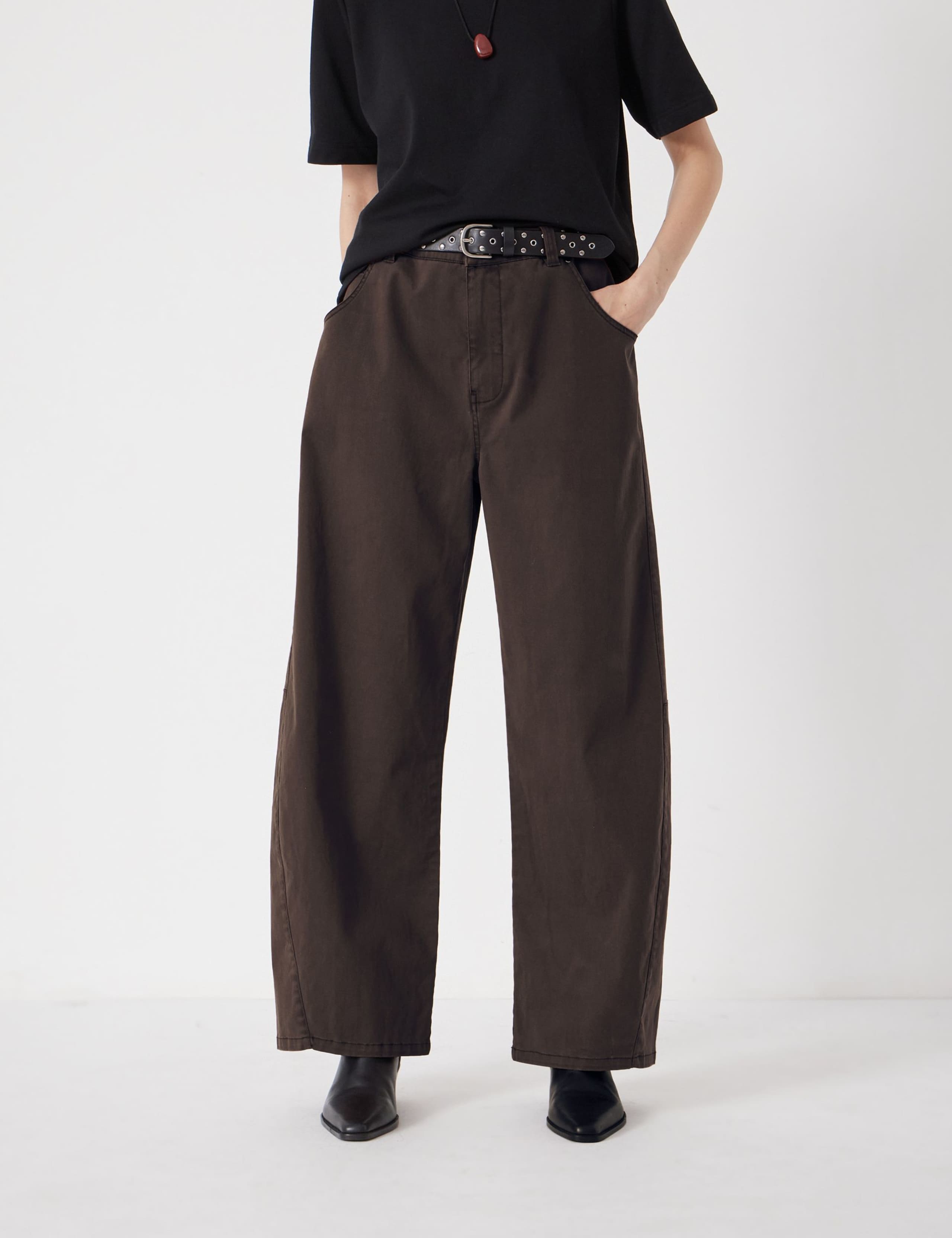 Cotton Rich Barrel Leg Trousers 3 of 6