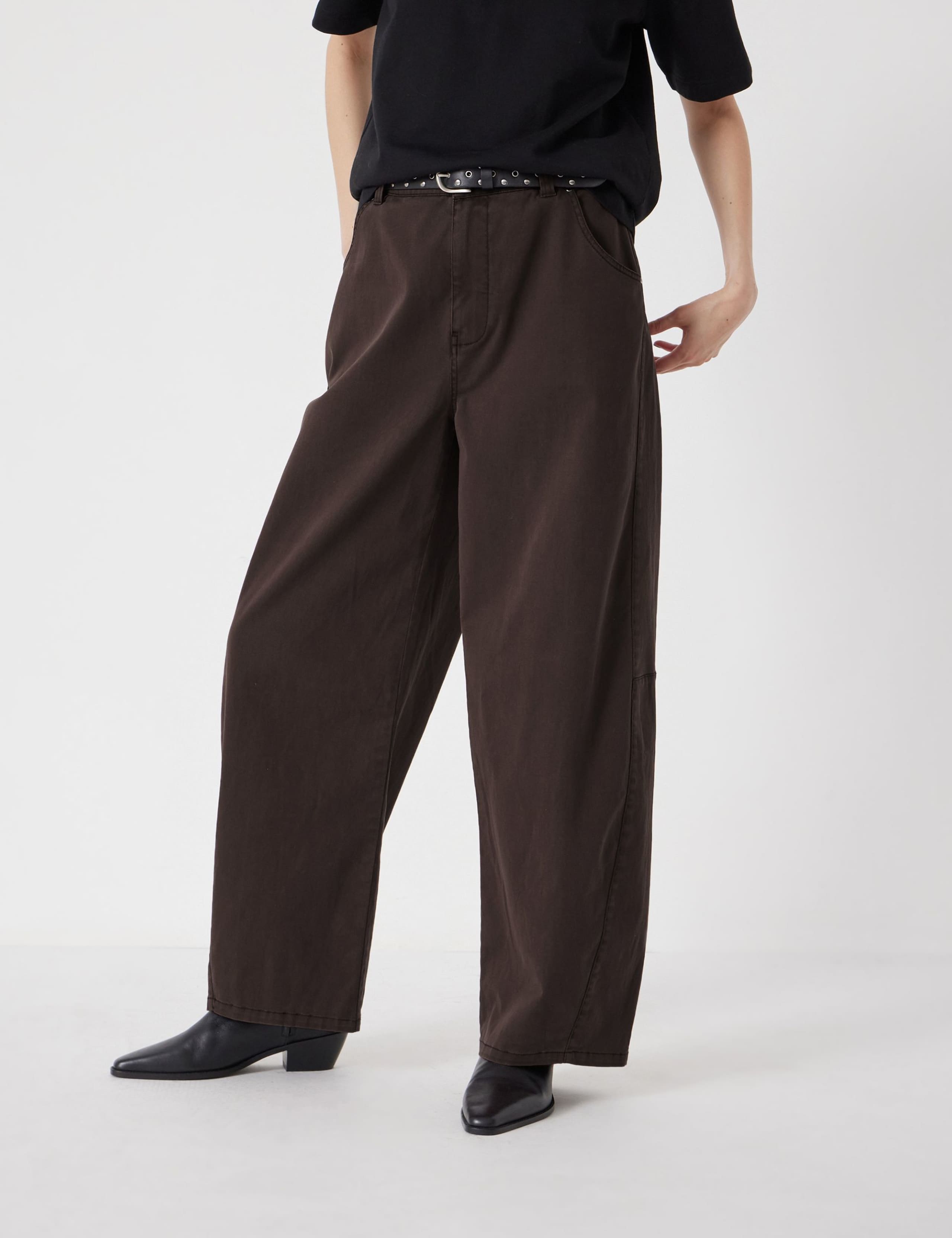Cotton Rich Barrel Leg Trousers 4 of 6