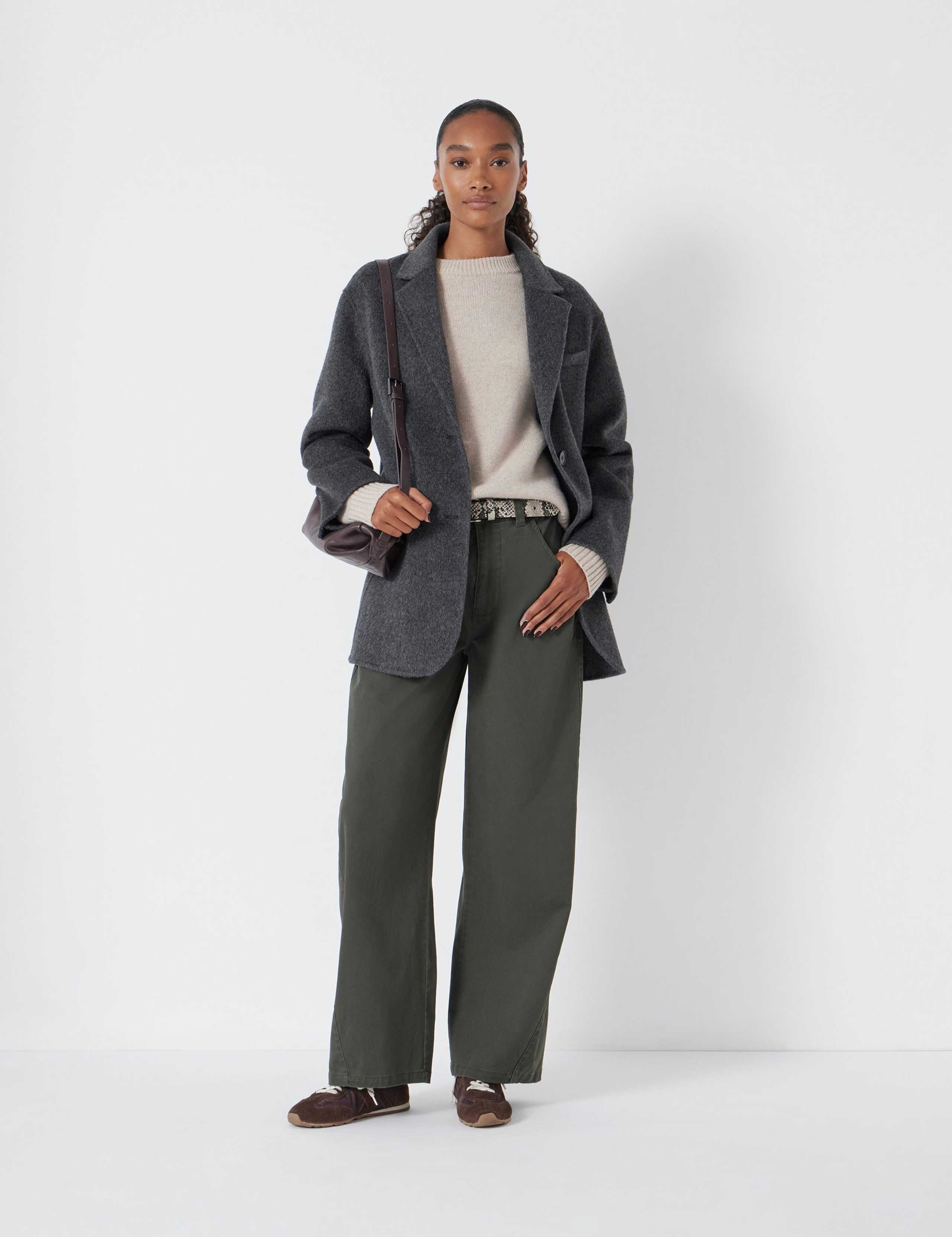 Cotton Rich Barrel Leg Trousers 1 of 6
