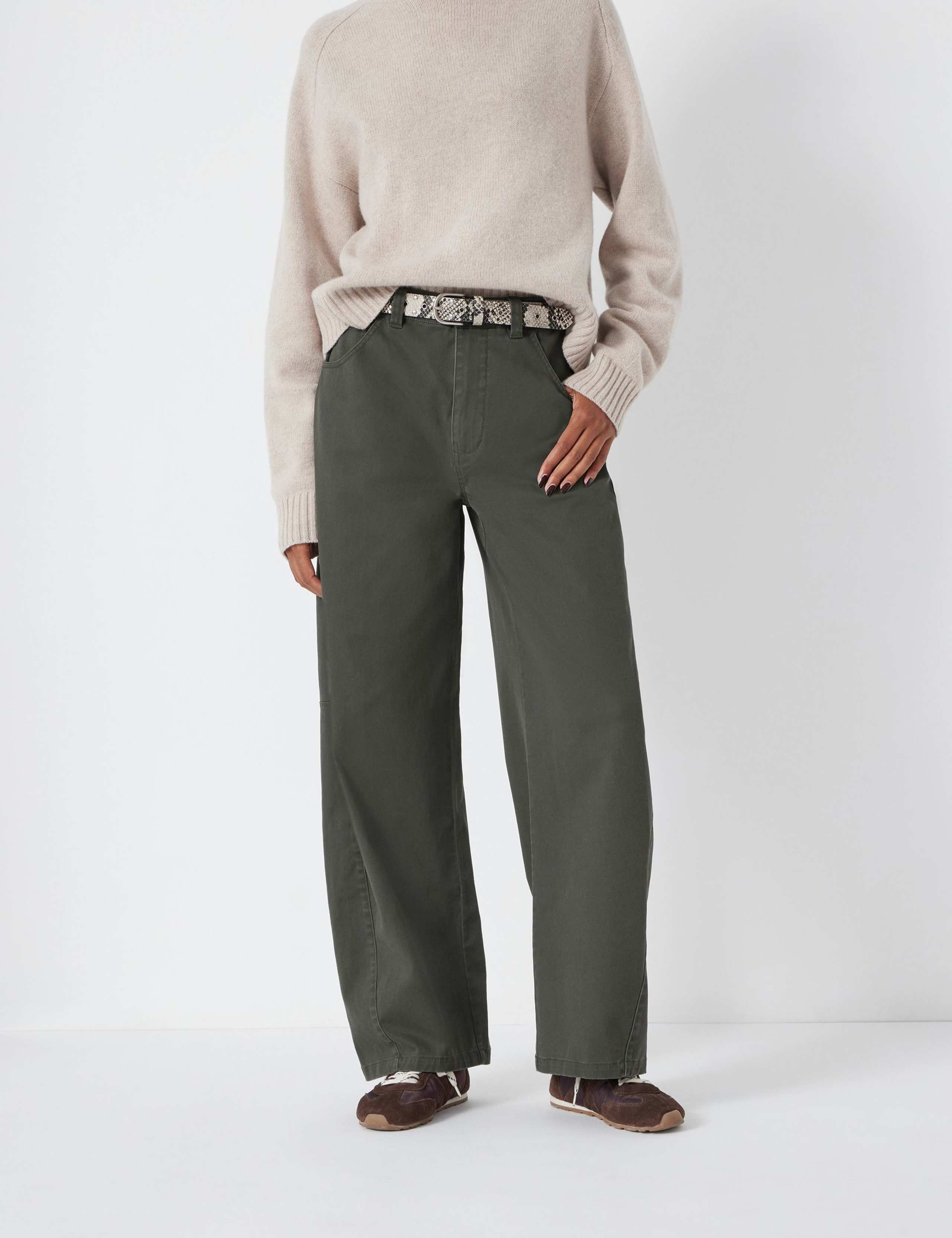 Cotton Rich Barrel Leg Trousers 3 of 6