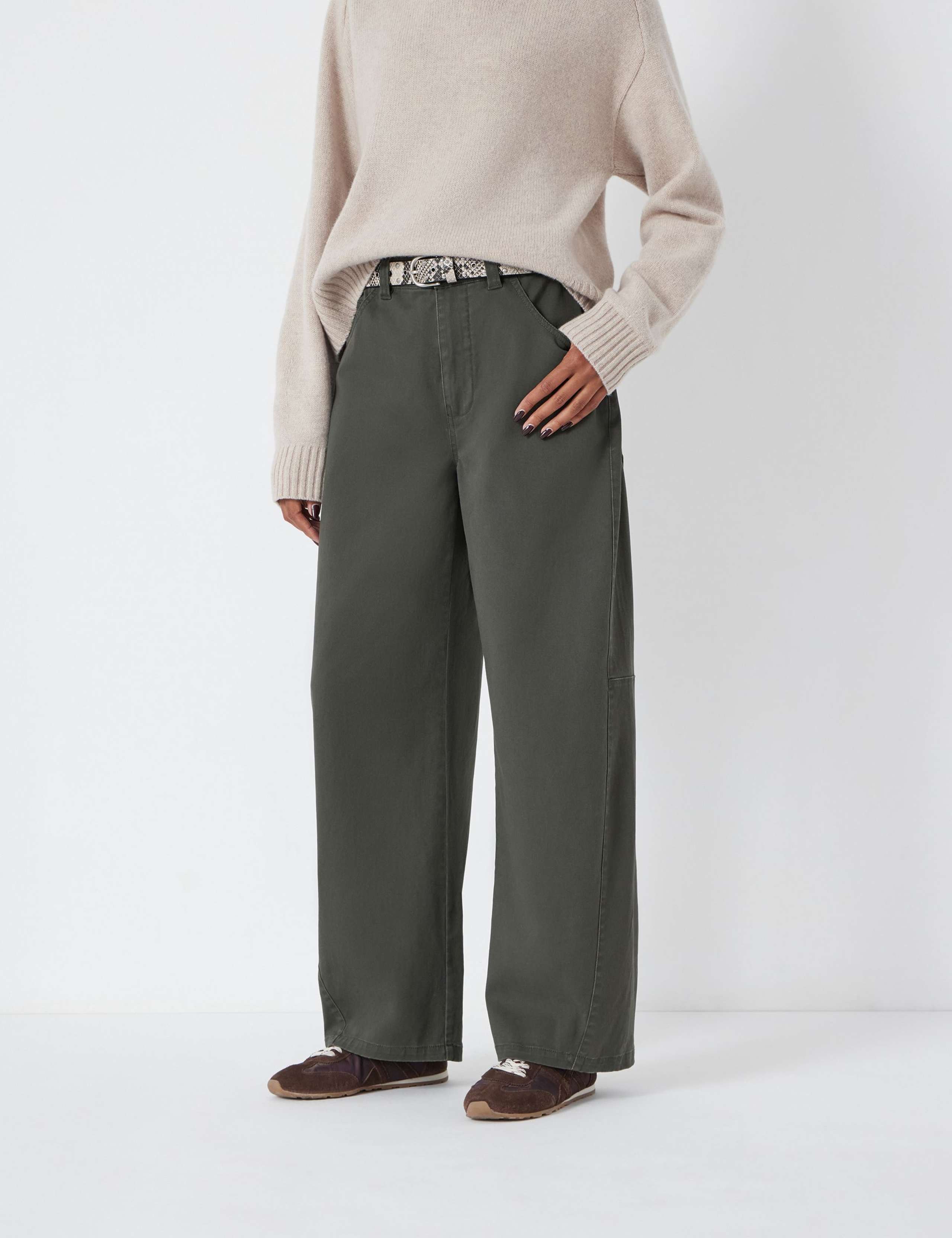 Cotton Rich Barrel Leg Trousers 4 of 6