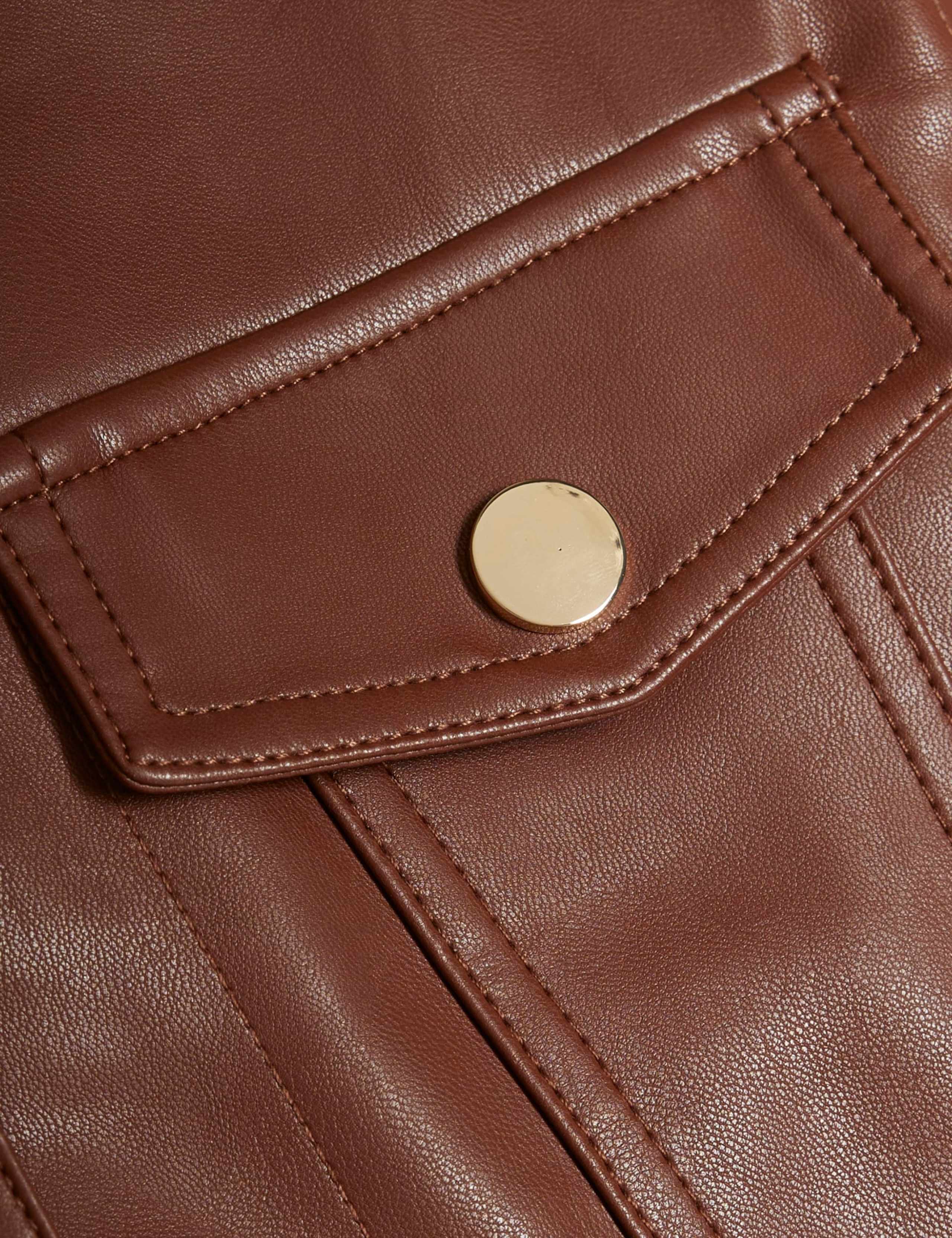 Faux Leather Utility Mini Shirt Dress 3 of 6